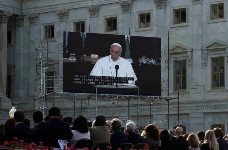 pope francis outside the west front of Capitol