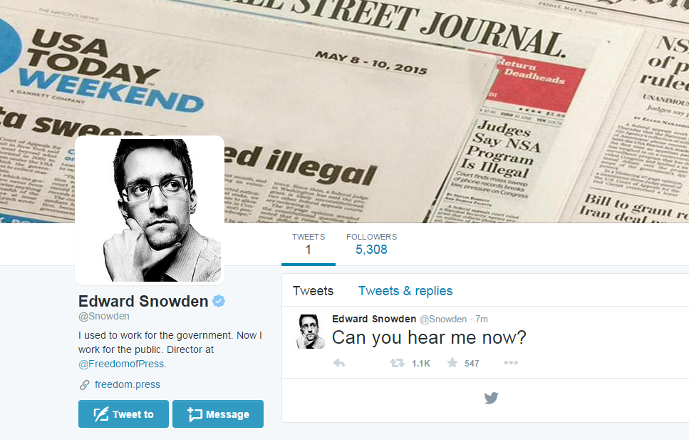 Edward Snowden Joins Twitter Newsweek 