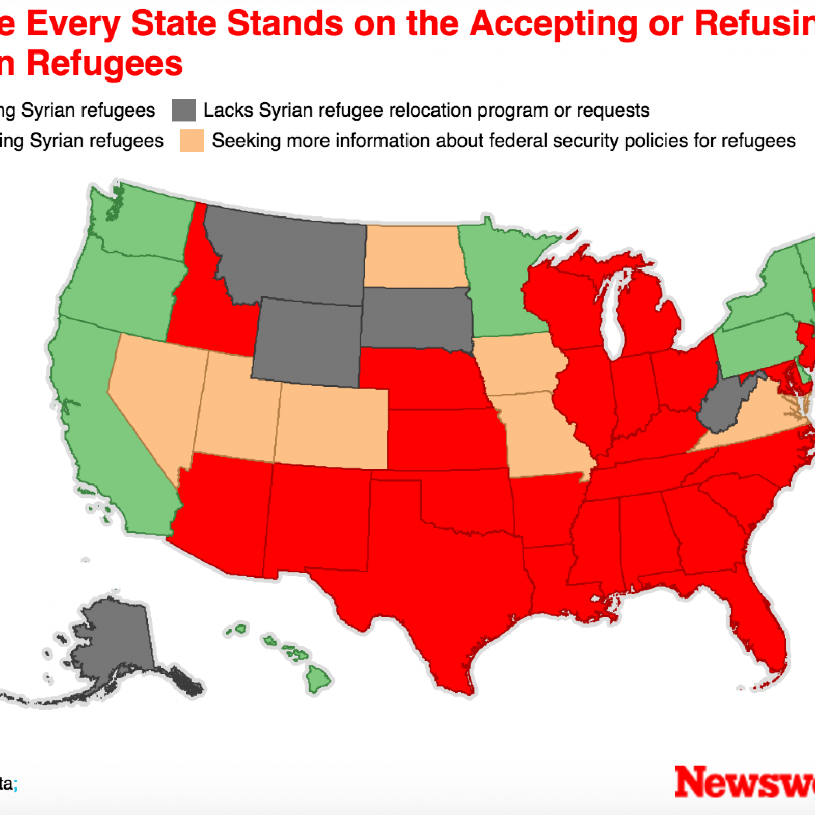 Map: Every State Accepting and Refusing Syrian Refugees