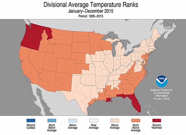 NOAA 2015 Was Second Hottest Year Ever in US NOAA 2015 Was Second Hottest Year Ever in US