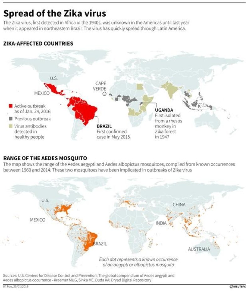 Map of Zika Virus