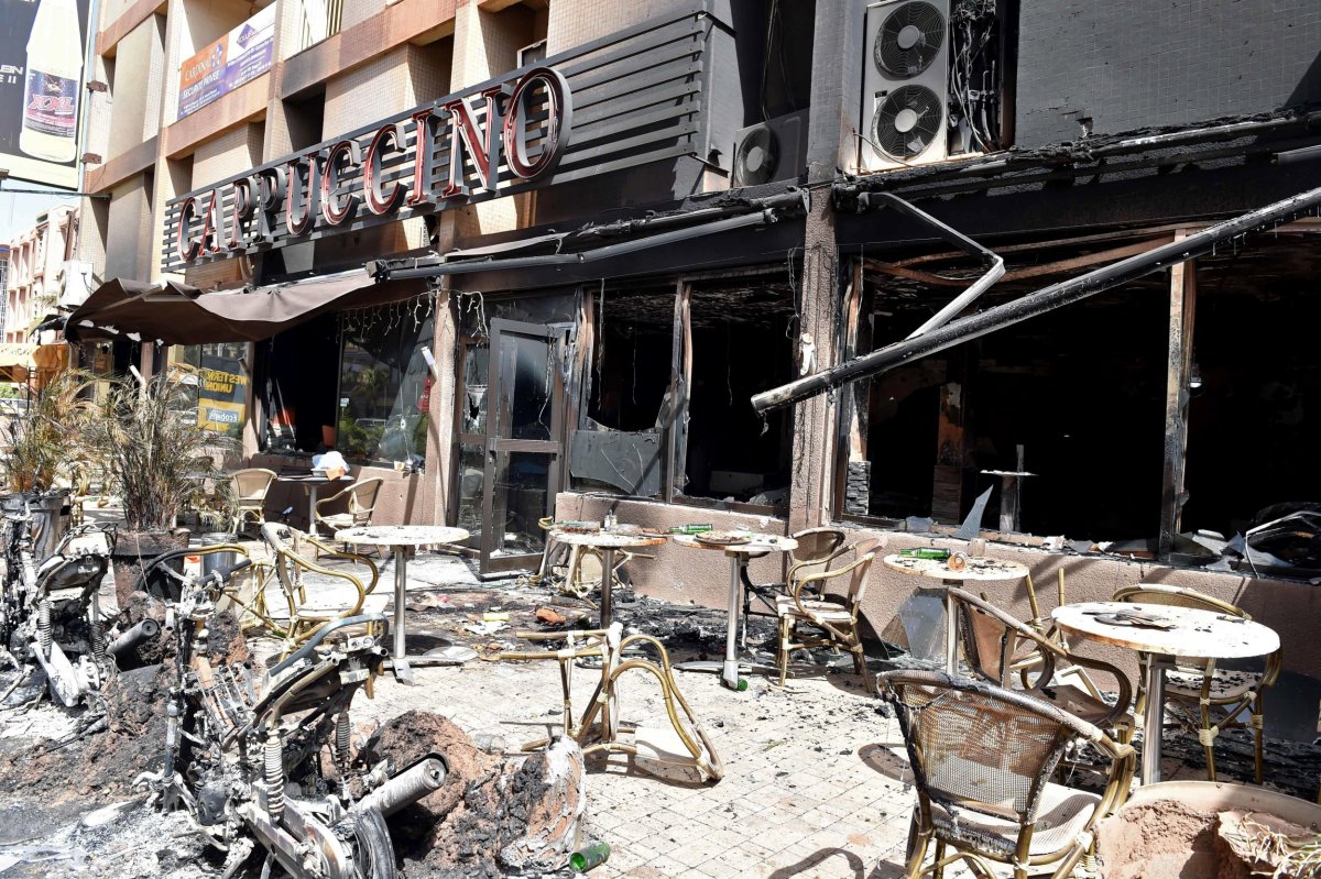 The remains of an Al-Qaeda attack on the Cappuccino cafe in Ouagadougou, Burkina Faso.