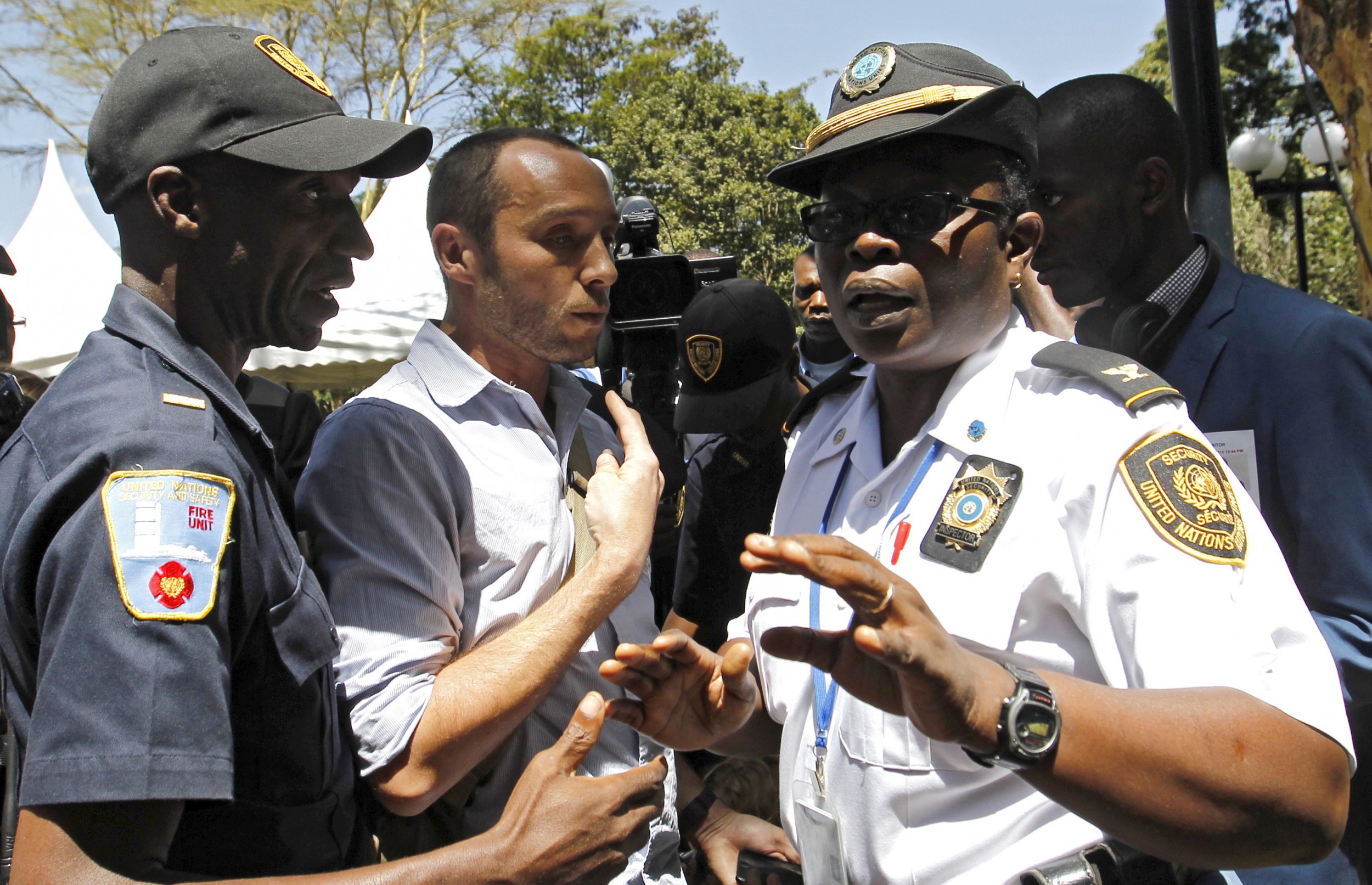 Phil Moore demonstrates for release of Al Jazeera reporters.