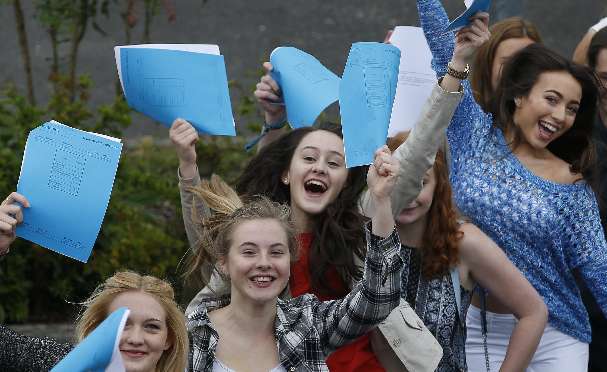 Students celebrate receiving their A-level results