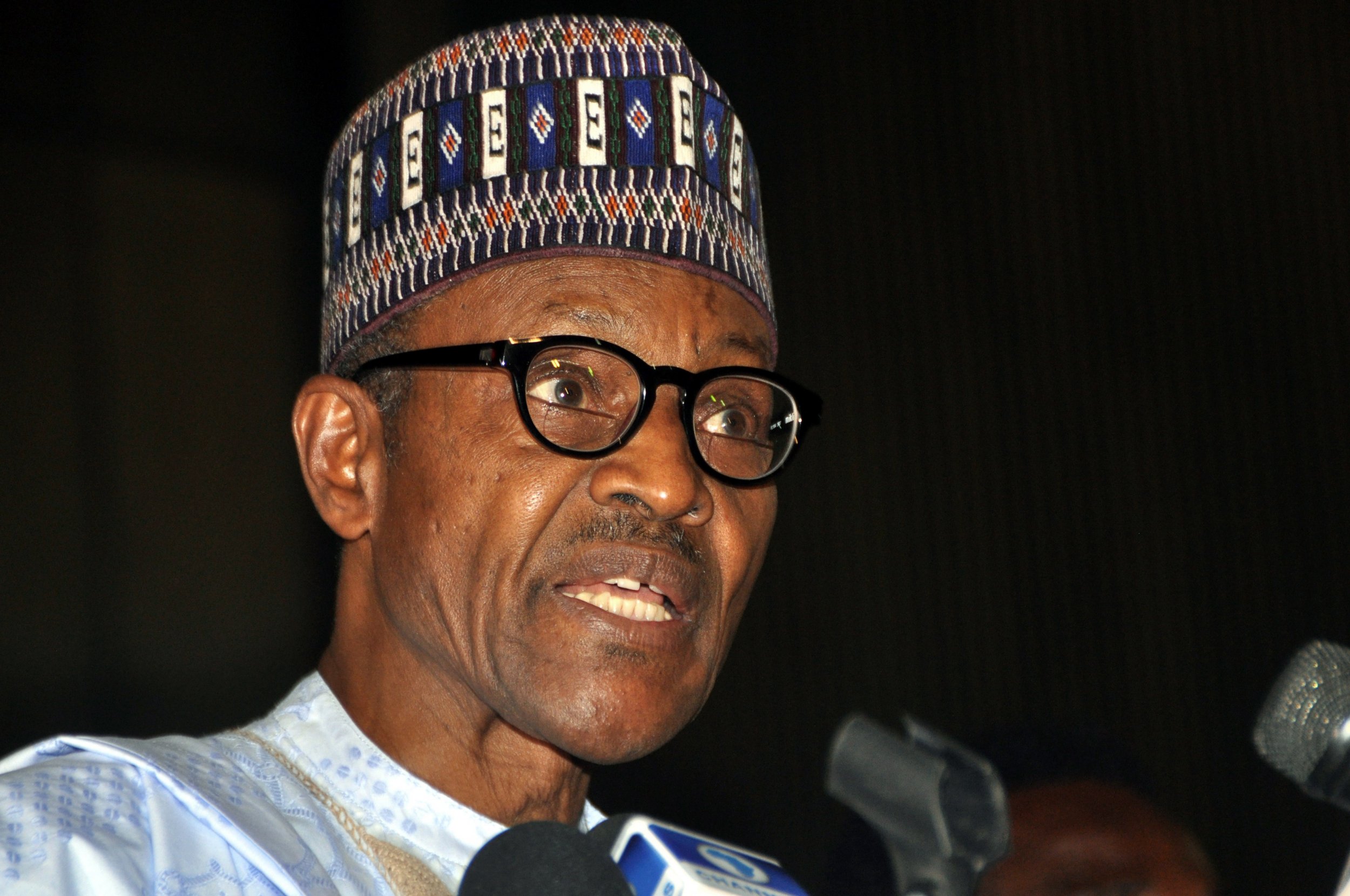 Nigerian President Muhammadu Buhari speaks at an event in Abuja.