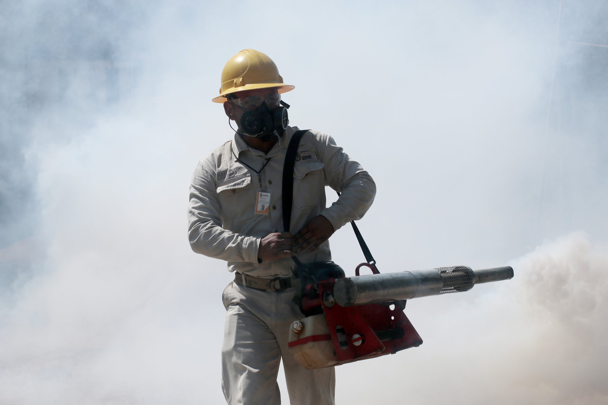 Fumigating to prevent the spread of the Zika virus in Mexico.