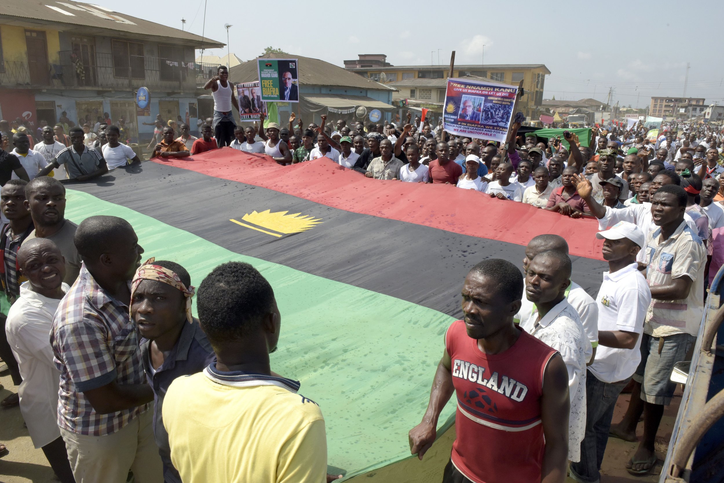 Biafra supporters calling for the release of Nnamdi Kanu march in Aba.