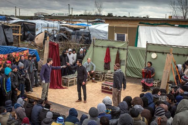 Calais Jungle Hamlet performance Calais Jungle Hamlet performance