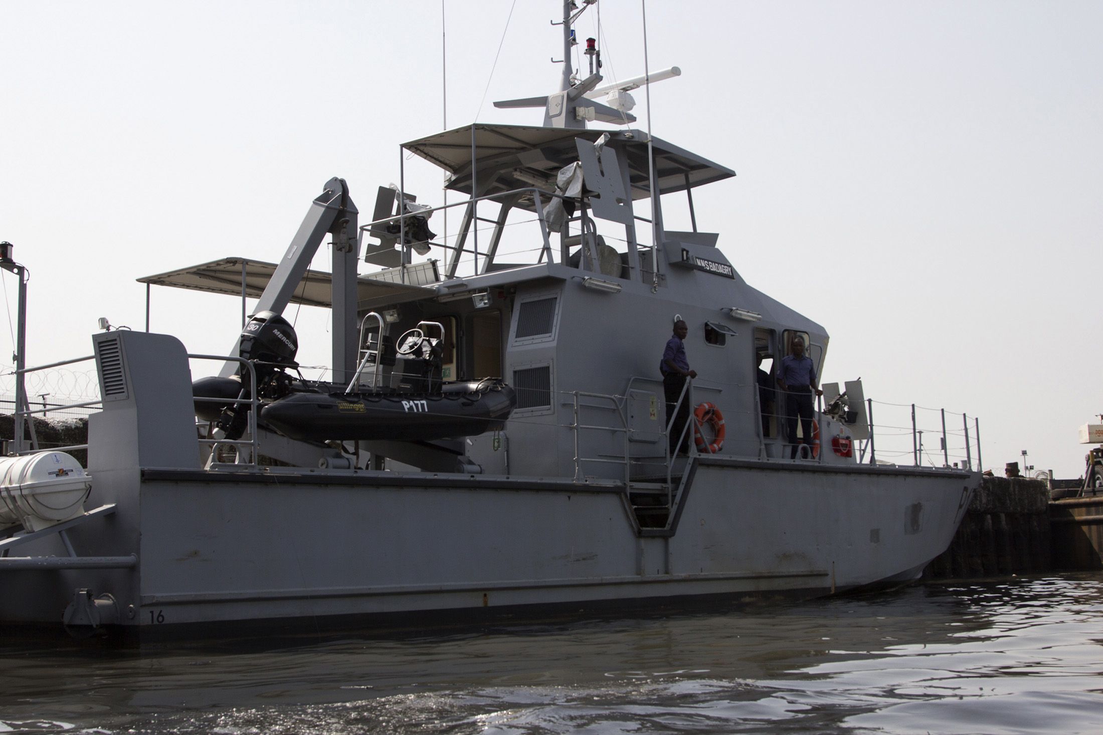 A naval boat off the coast of Nigeria's Bayelsa state.