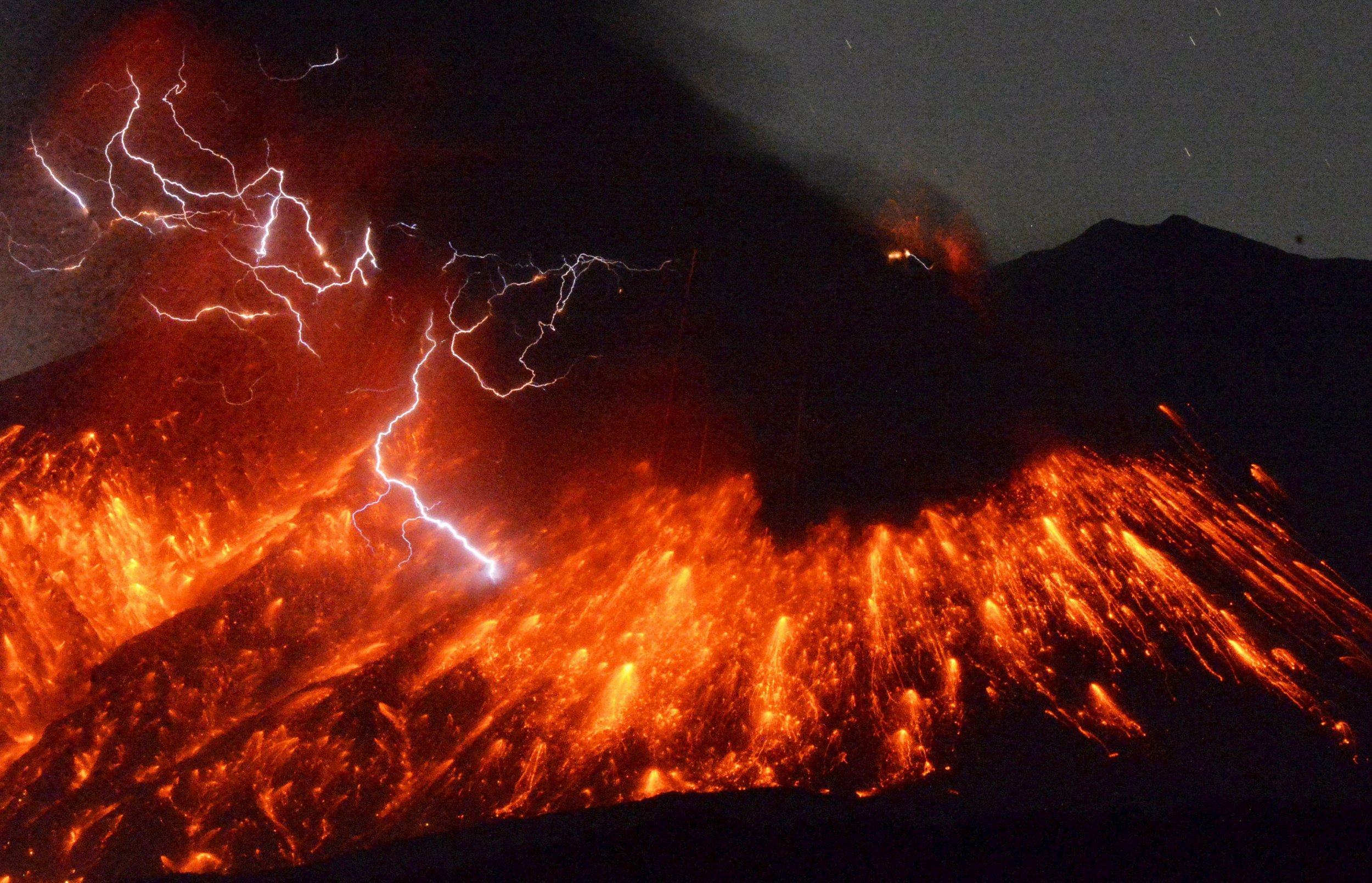 Sakurajima Volcano Erupts in Japan, Spewing Lava, Sparking Lightning