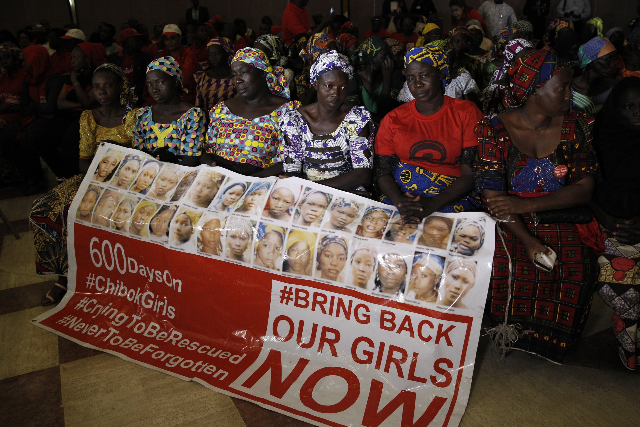 Chibok girls' parents during meeting with Buhari.