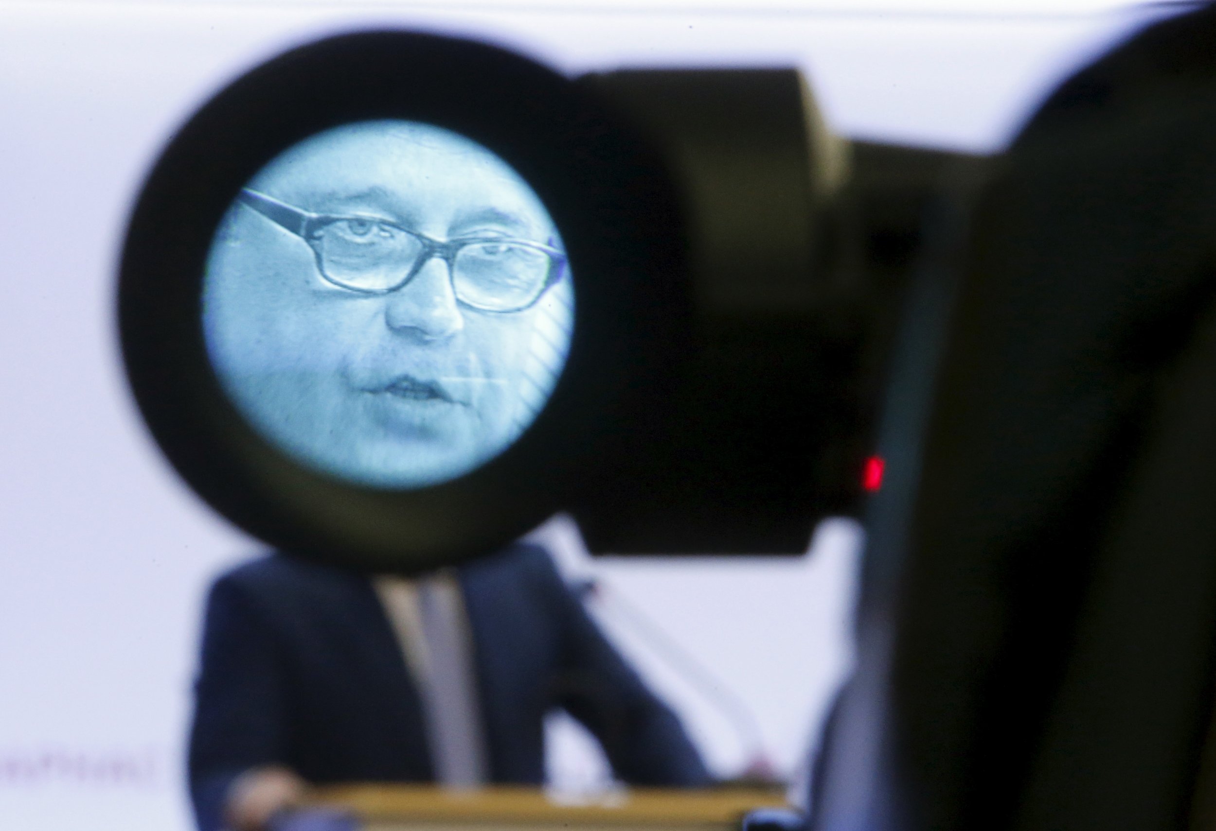 Kasyanov's face seen in a camera close up