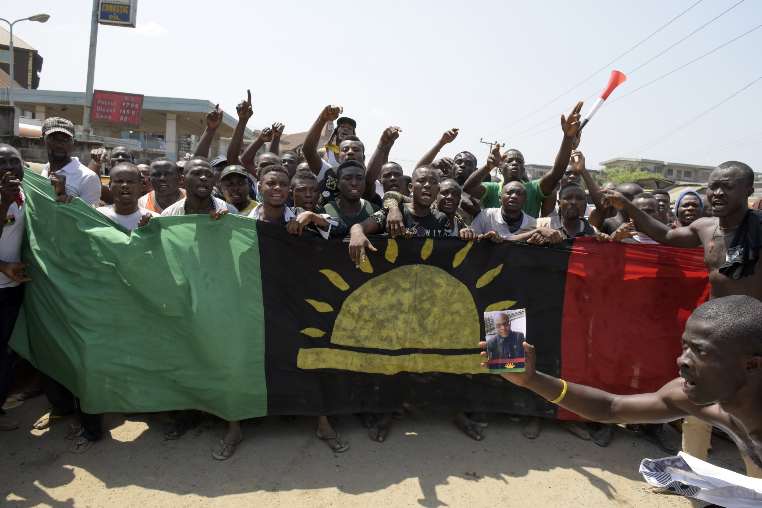 Biafran protesters demonstrate in Aba, Nigeria.