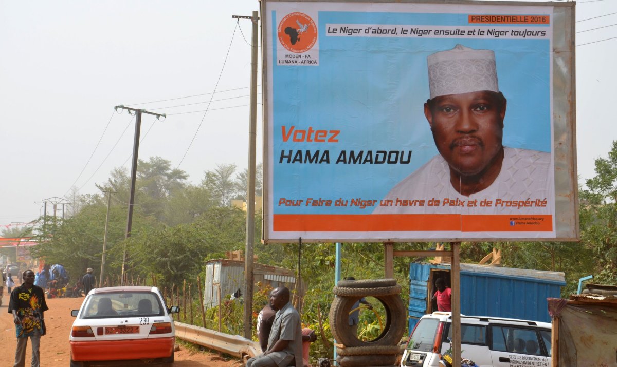 A Hama Amadou campaign poster in Niamey.