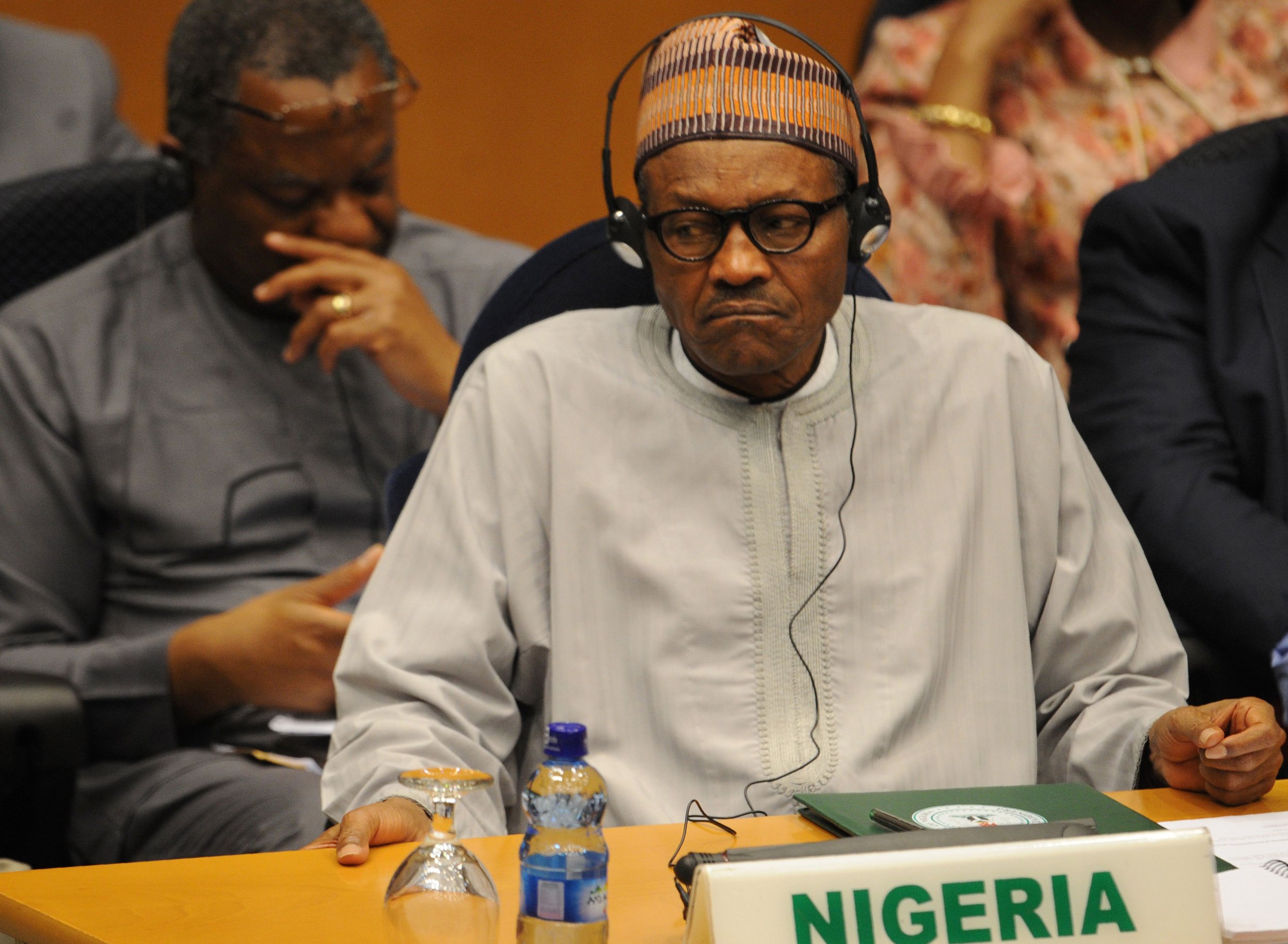 Nigerian President Muhammadu Buhari at an AU meeting in Ethiopia.