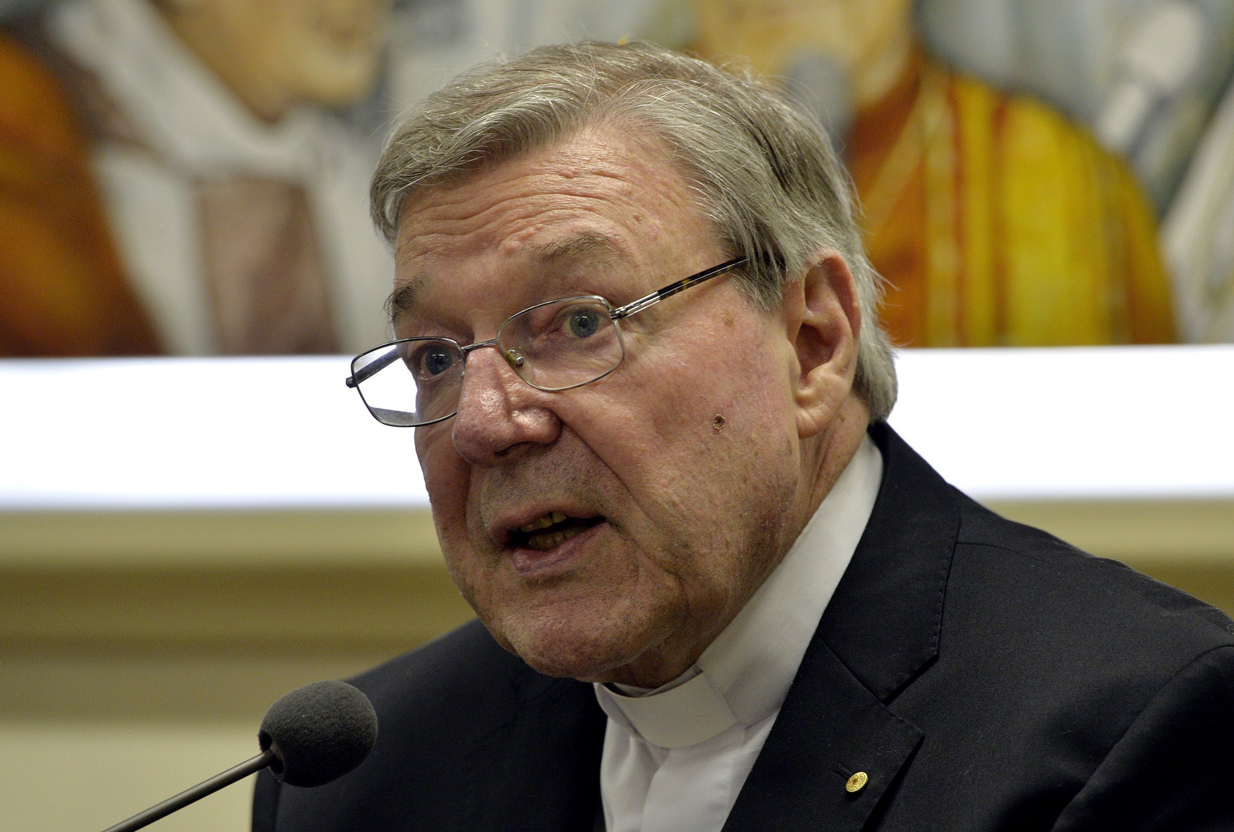 Australian Cardinal George Pell at a Vatican press conference.