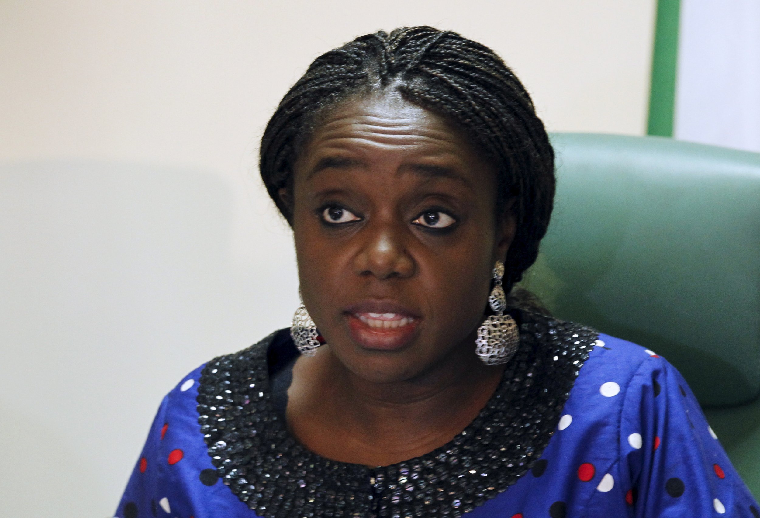 Nigerian finance minister Kemi Adesoun speaks during an interview in Abuja.