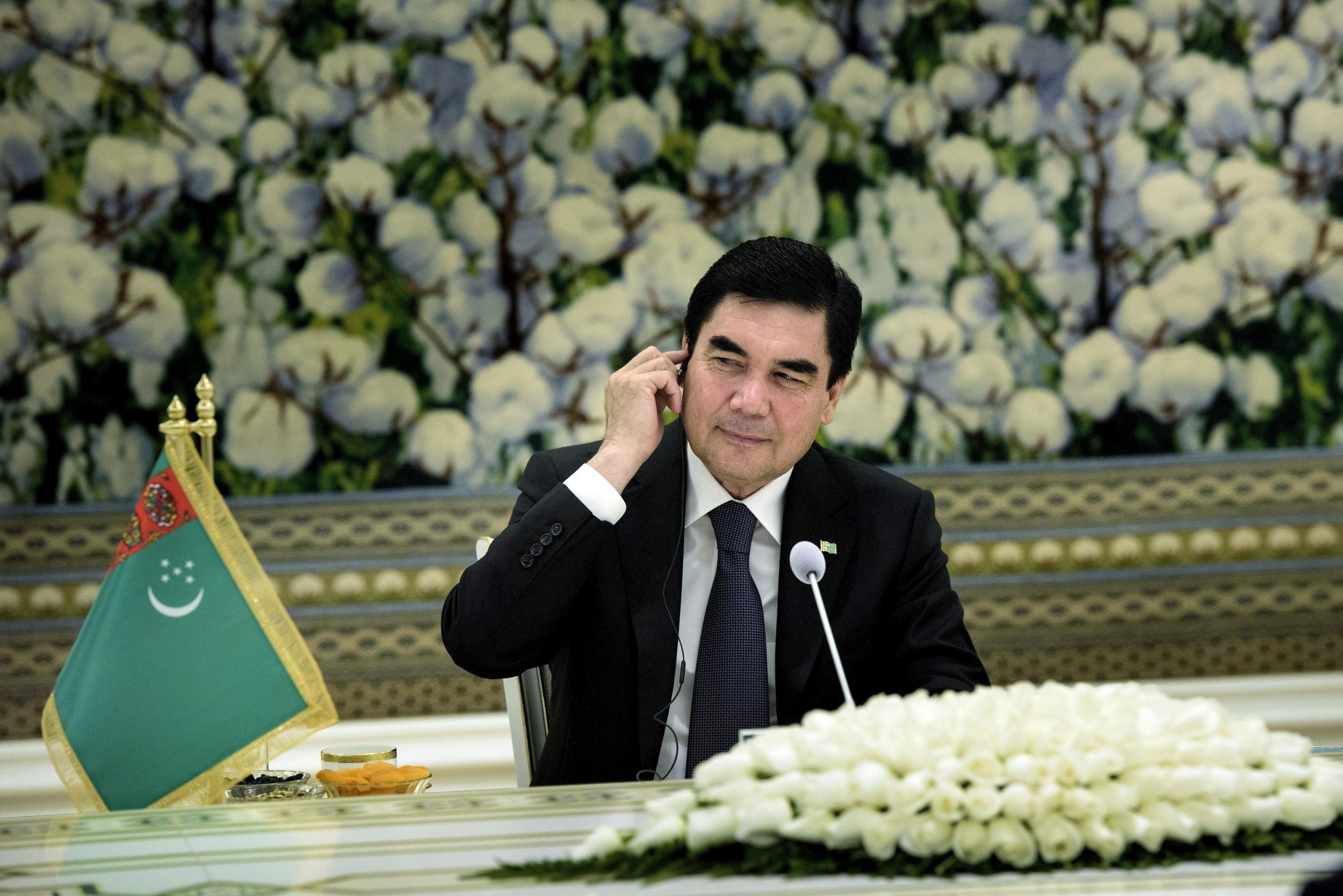 Gurbanguly Berdimuhamedov sits at a meeting in Ashgabat