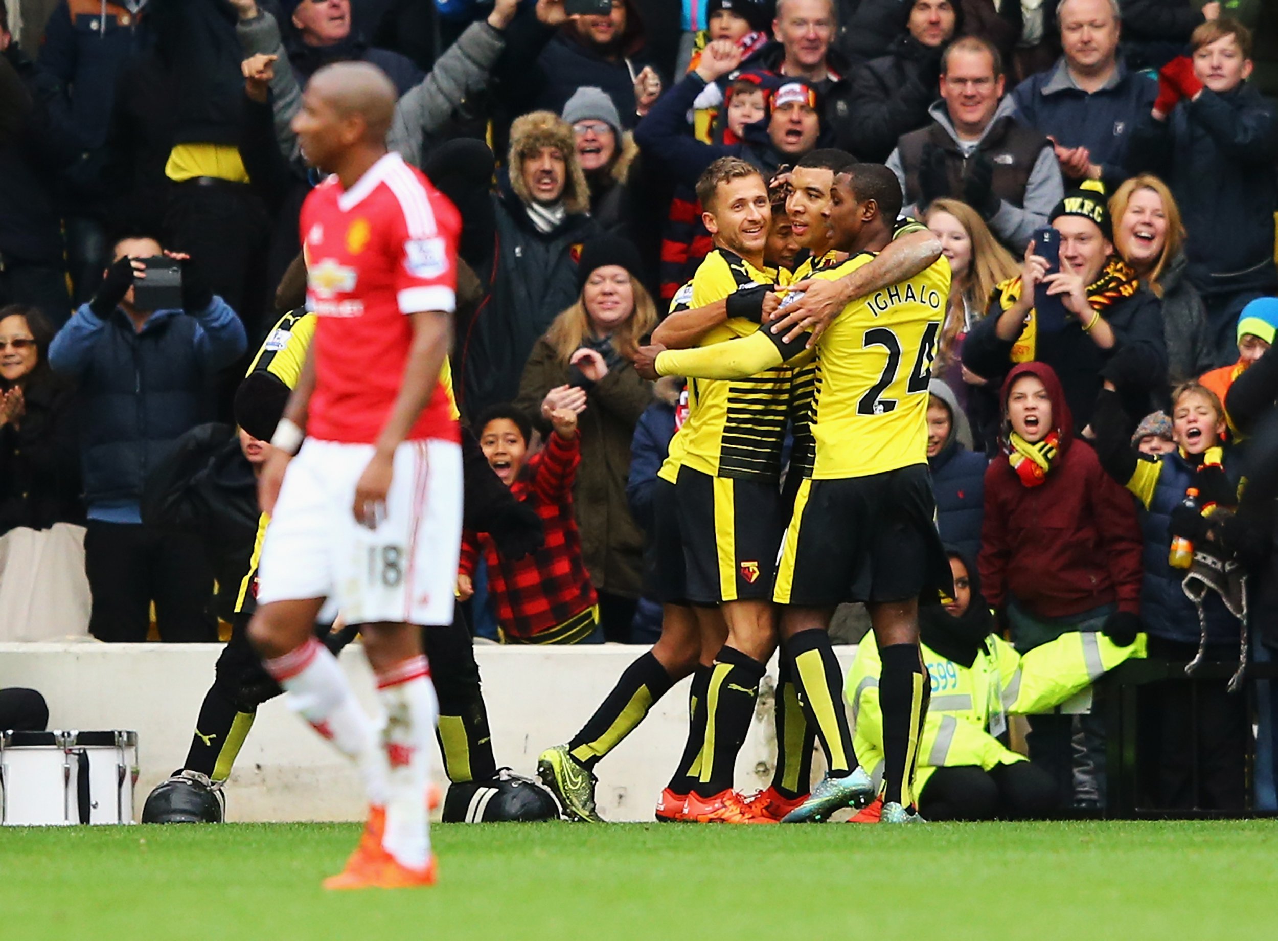 The Barclays Premier League match between Watford and Manchester United at Vicarage Road in November 2015.