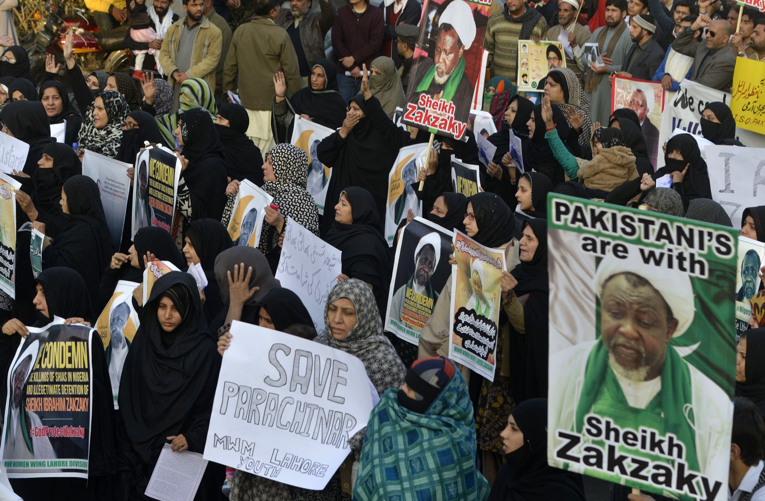 Shiites in Pakistan protest against Sheikh Zakzaky's detention.