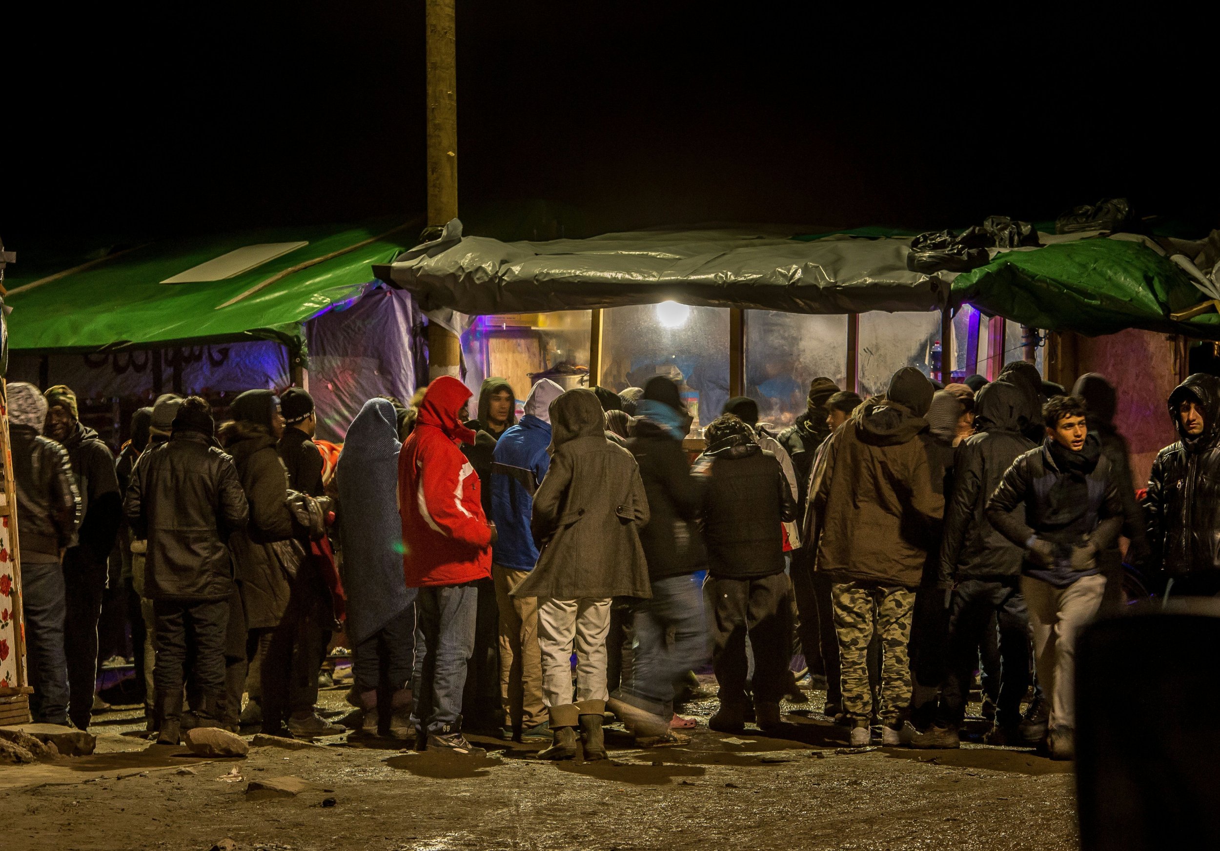 Refugees and migrants in Calais.