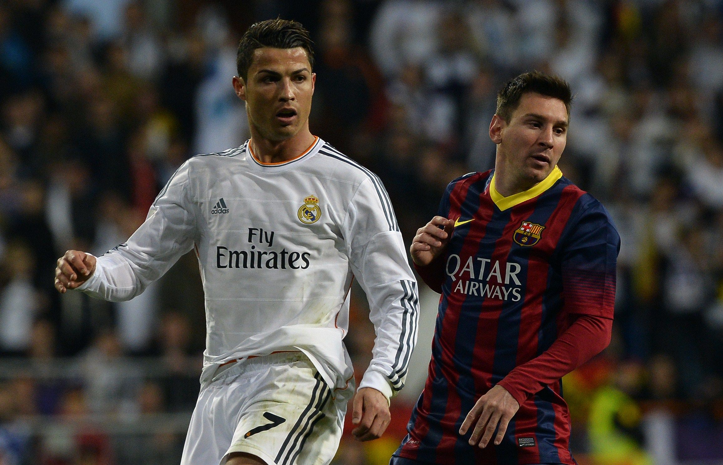 Cristiano Ronaldo, left, and Lionel Messi at Santiago Bernabeu, March 2014.