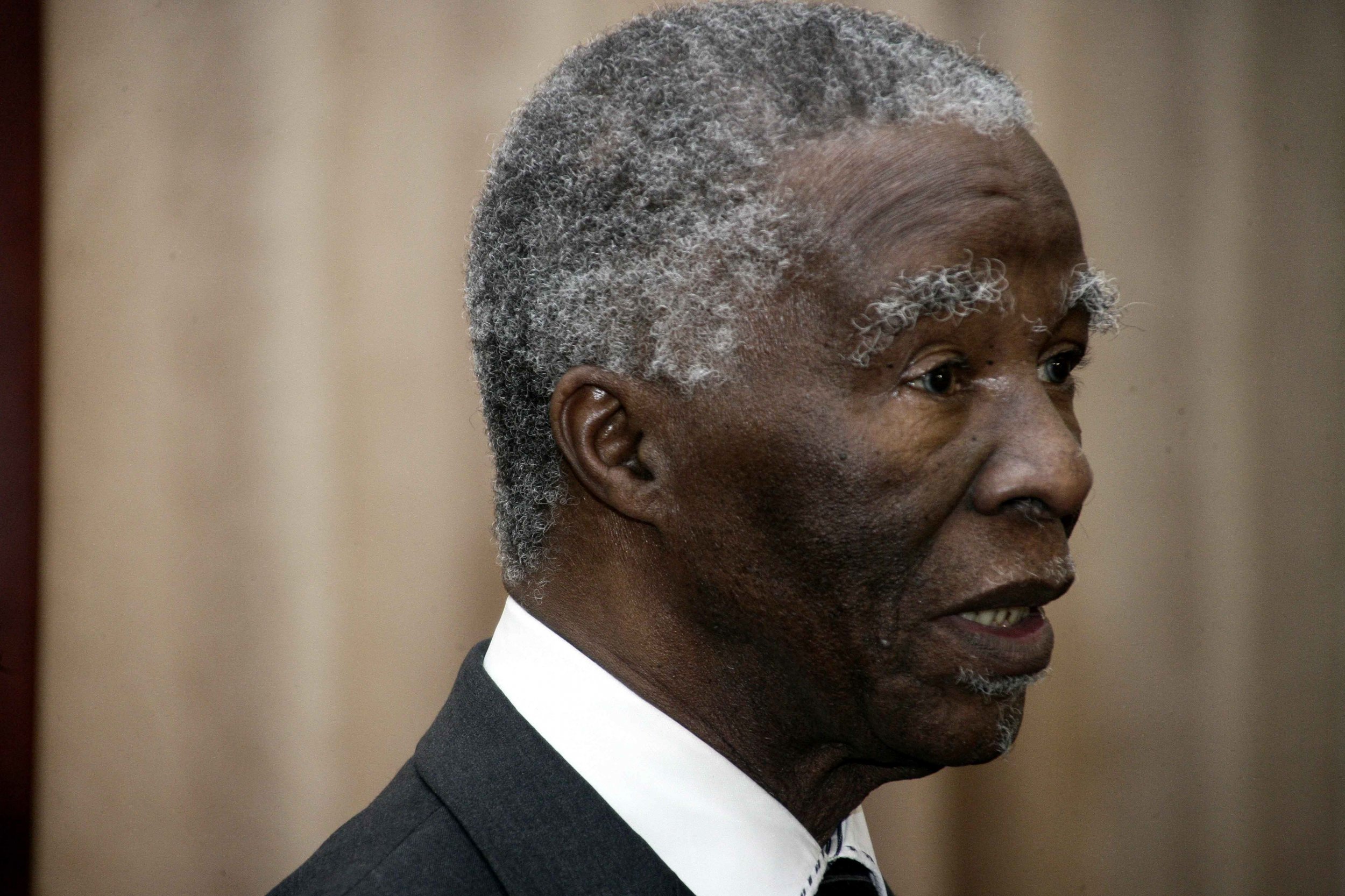 Former South African President Thabo Mbeki at a meeting in Sudan.