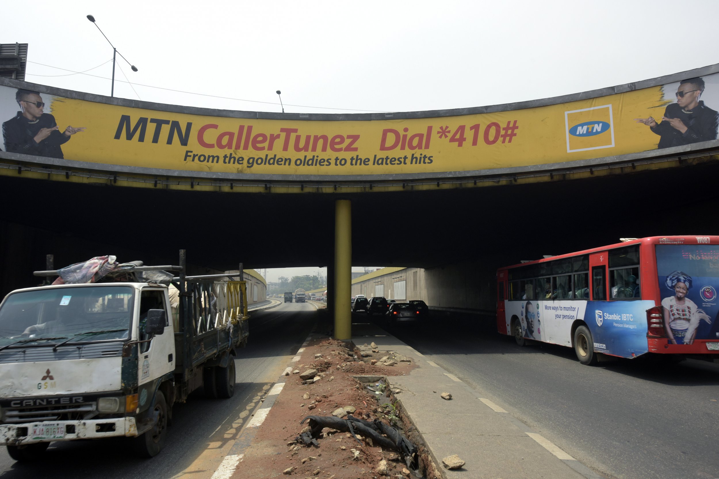 An MTN advert is seen in Lagos.