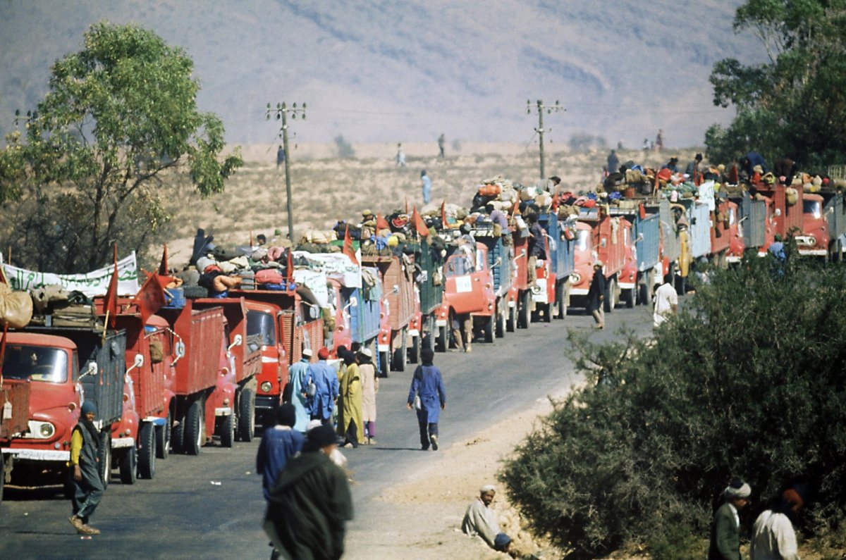 Moroccan volunteers participate in the Green March.