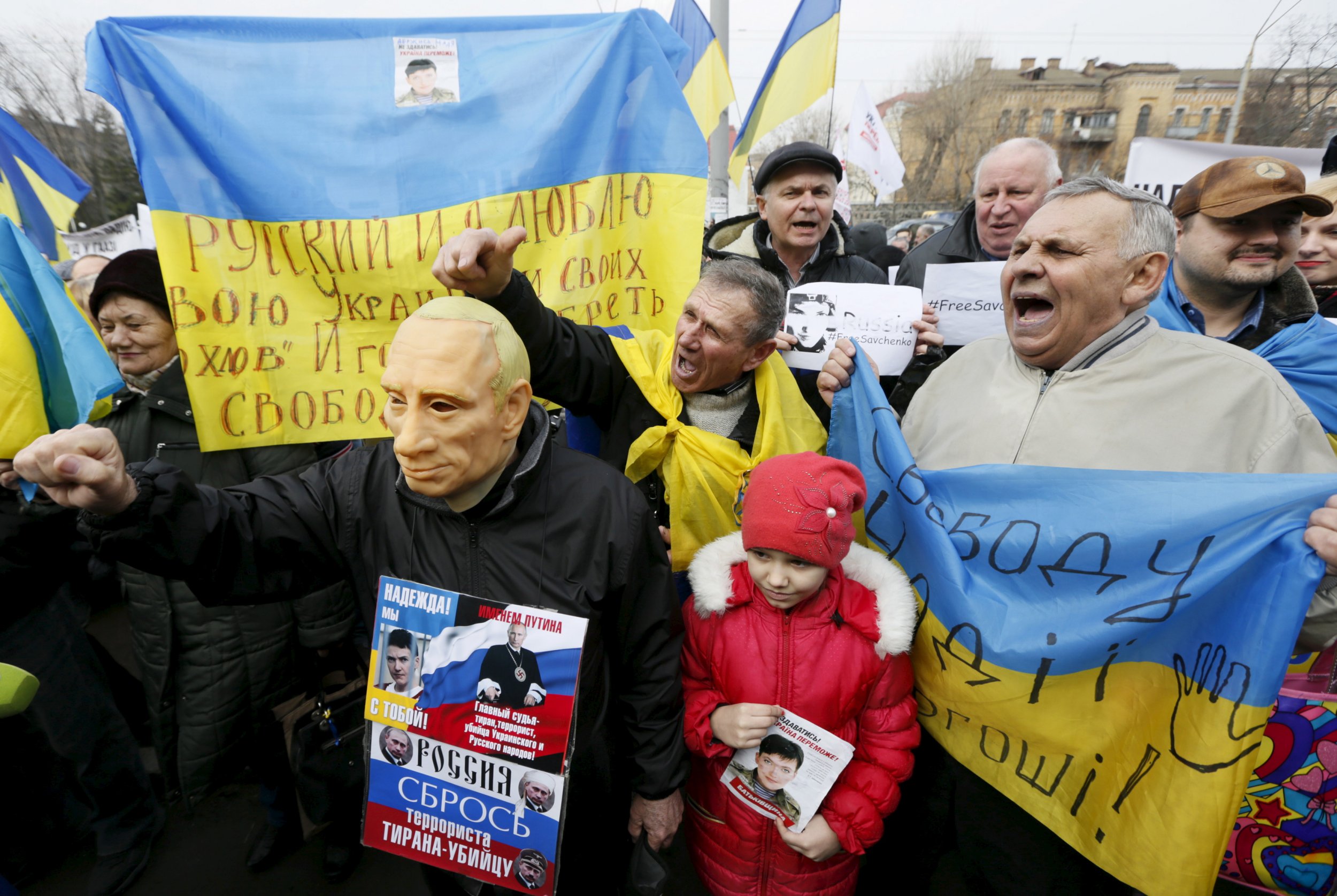 Savchenko protesters outside the Russian embassy