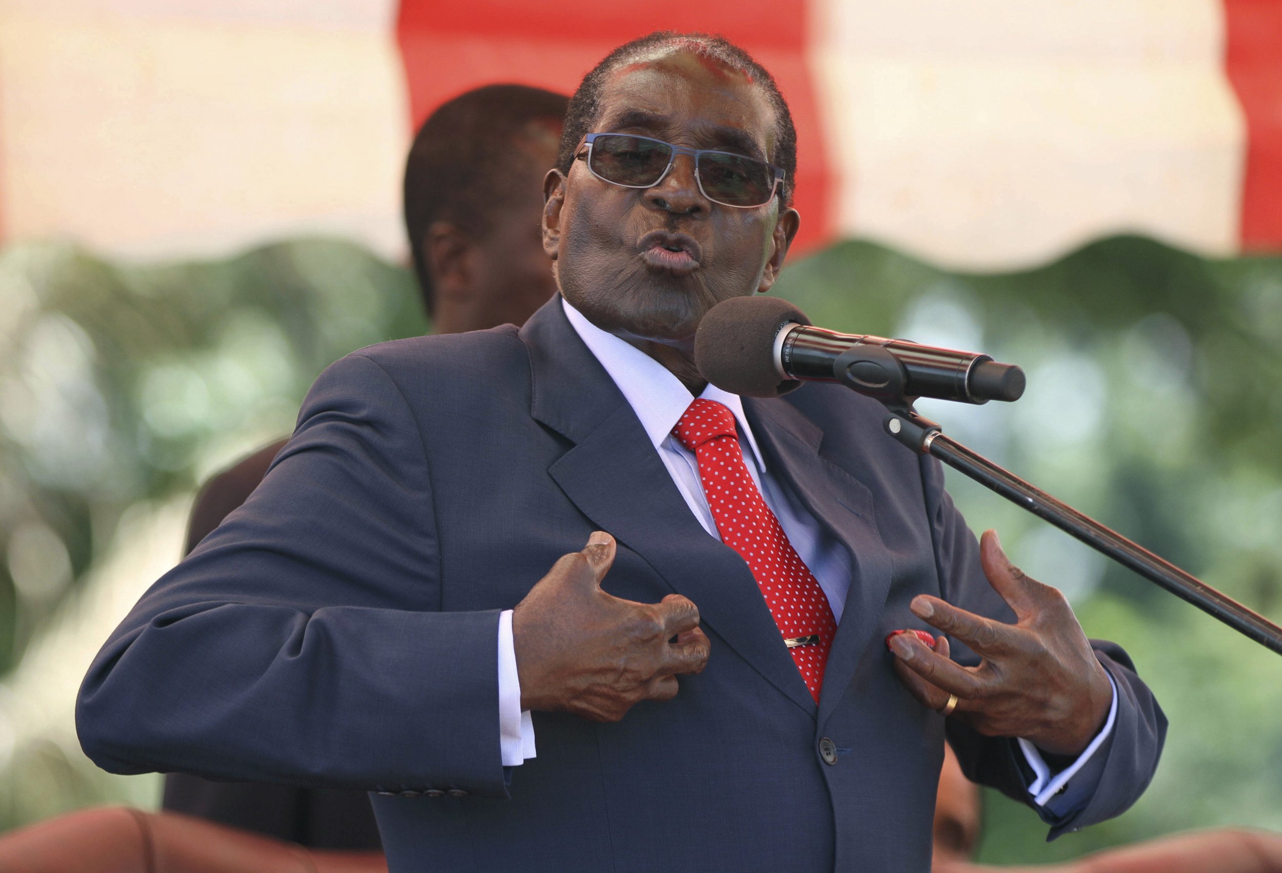 Zimbabwe's President Robert Mugabe addresses a party conference in Harare.