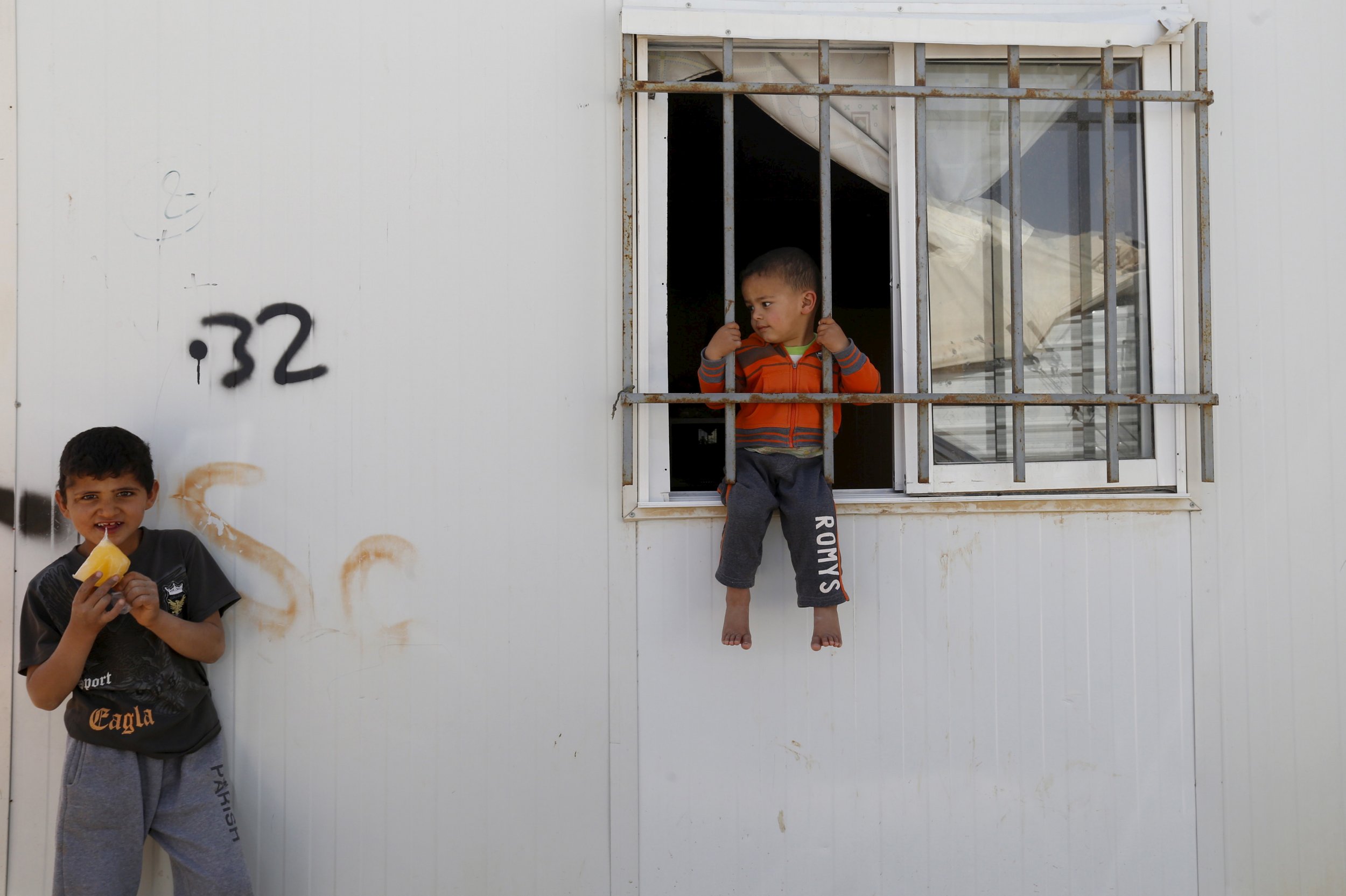 Syrian children in Al Zaatari refugee camp.