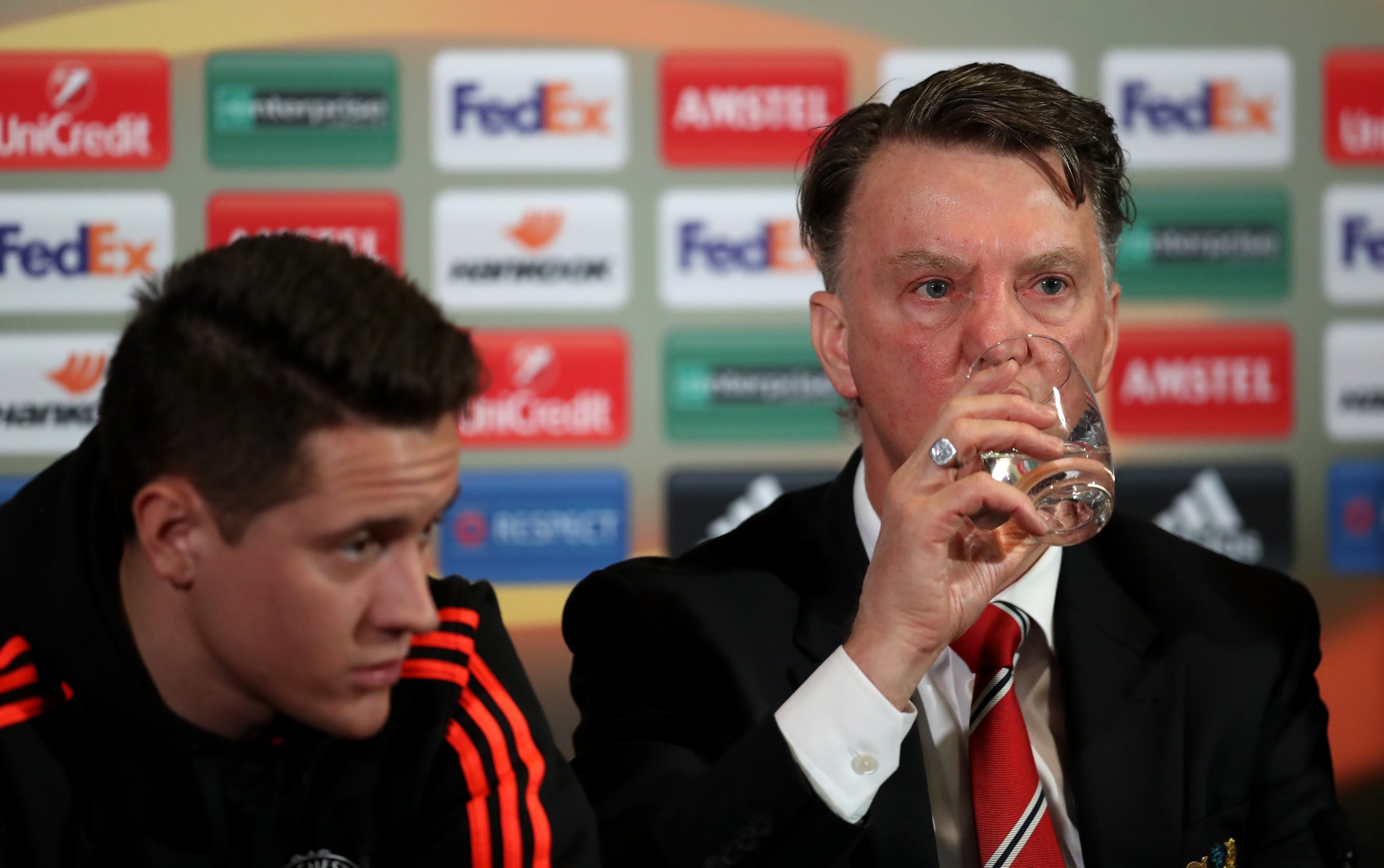 Louis Van Gaal's Manchester United faces Liverpool in the Europa League on Thursday evening.