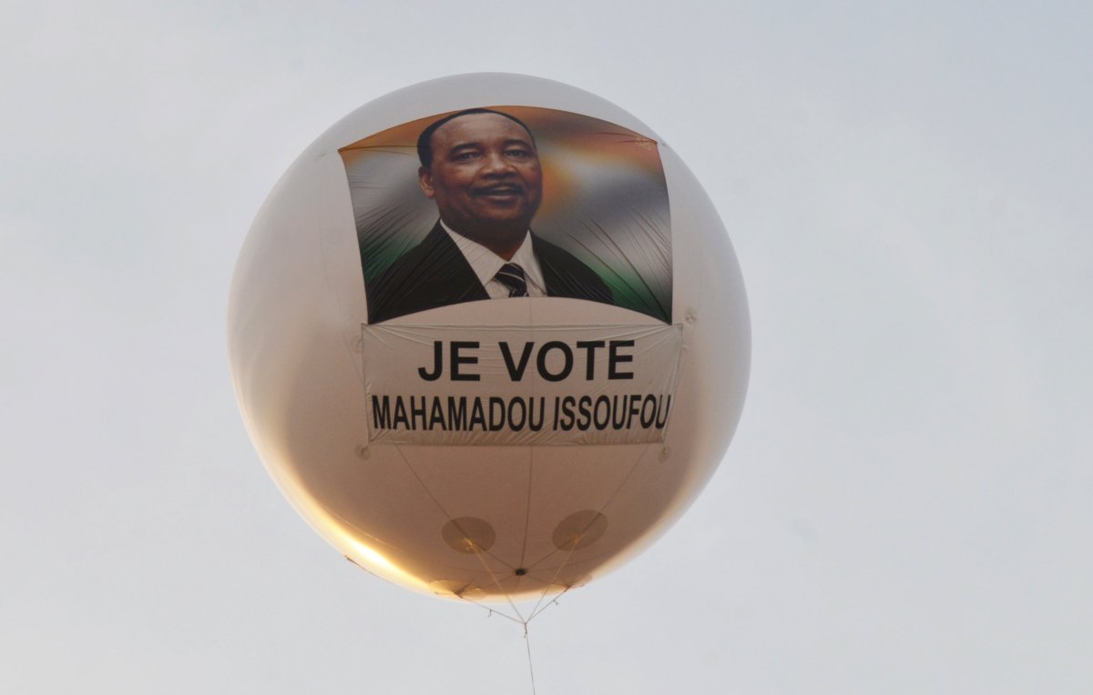 A Mahamadou Issoufou balloon is seen in Niger.