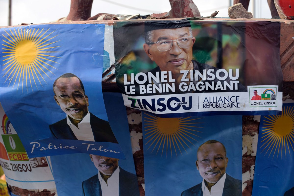 Posters of Lionel Zinsou and Patrice Talon in Benin.