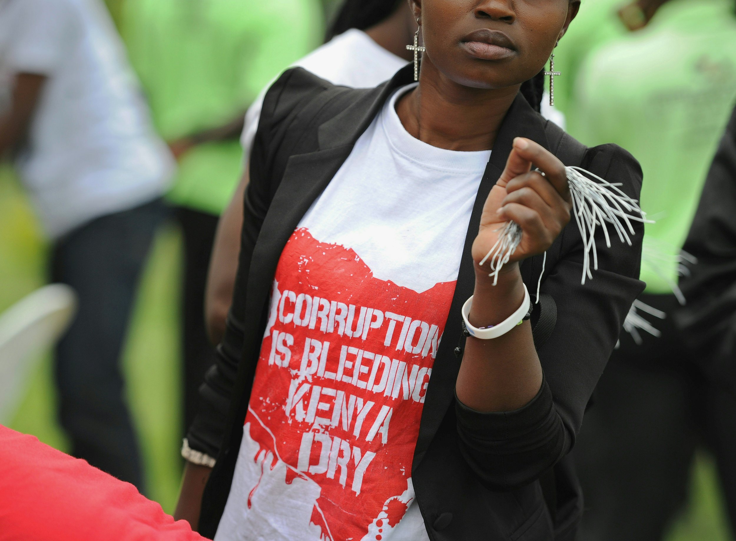 A Kenyan anti-corruption campaigner in Nairobi.