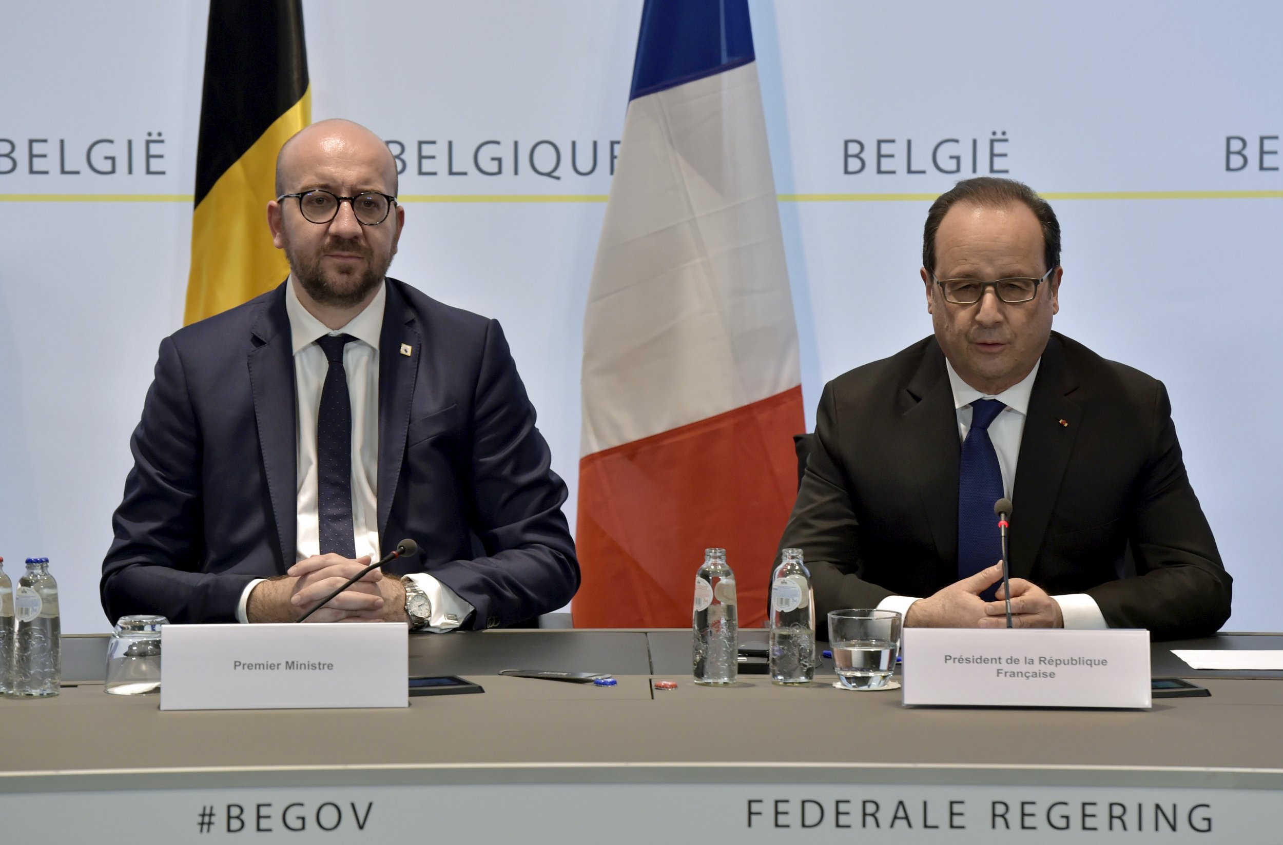 Charles Michel and Francois Hollande