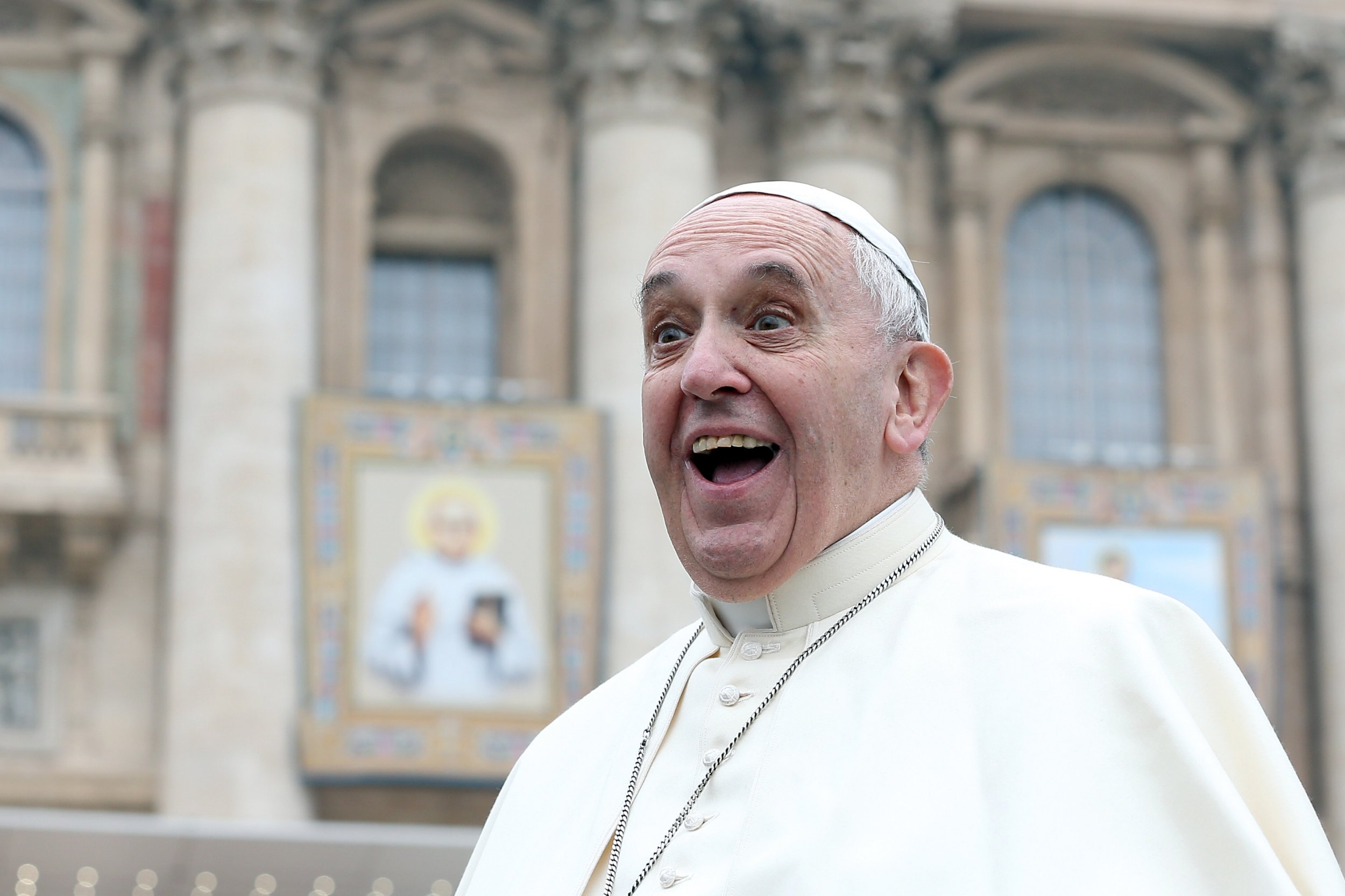 Pope Francis attends his weekly audience in St. Peter's Square.