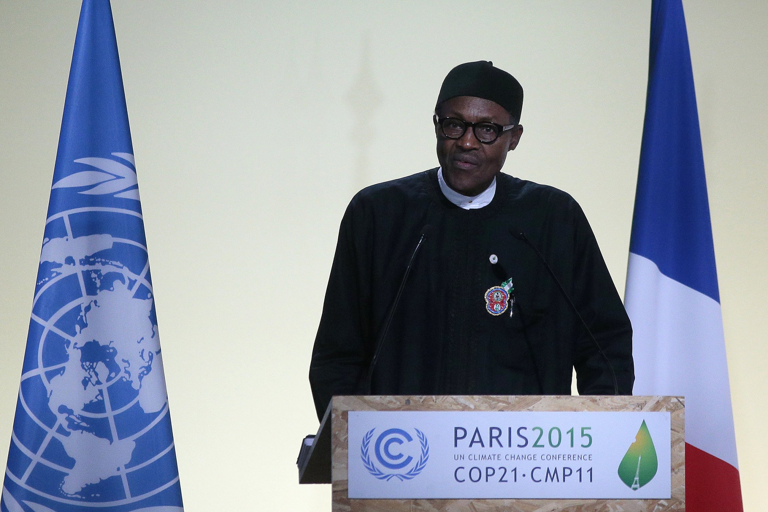 Nigerian President Muhammadu Buhari speaks at COP 21.