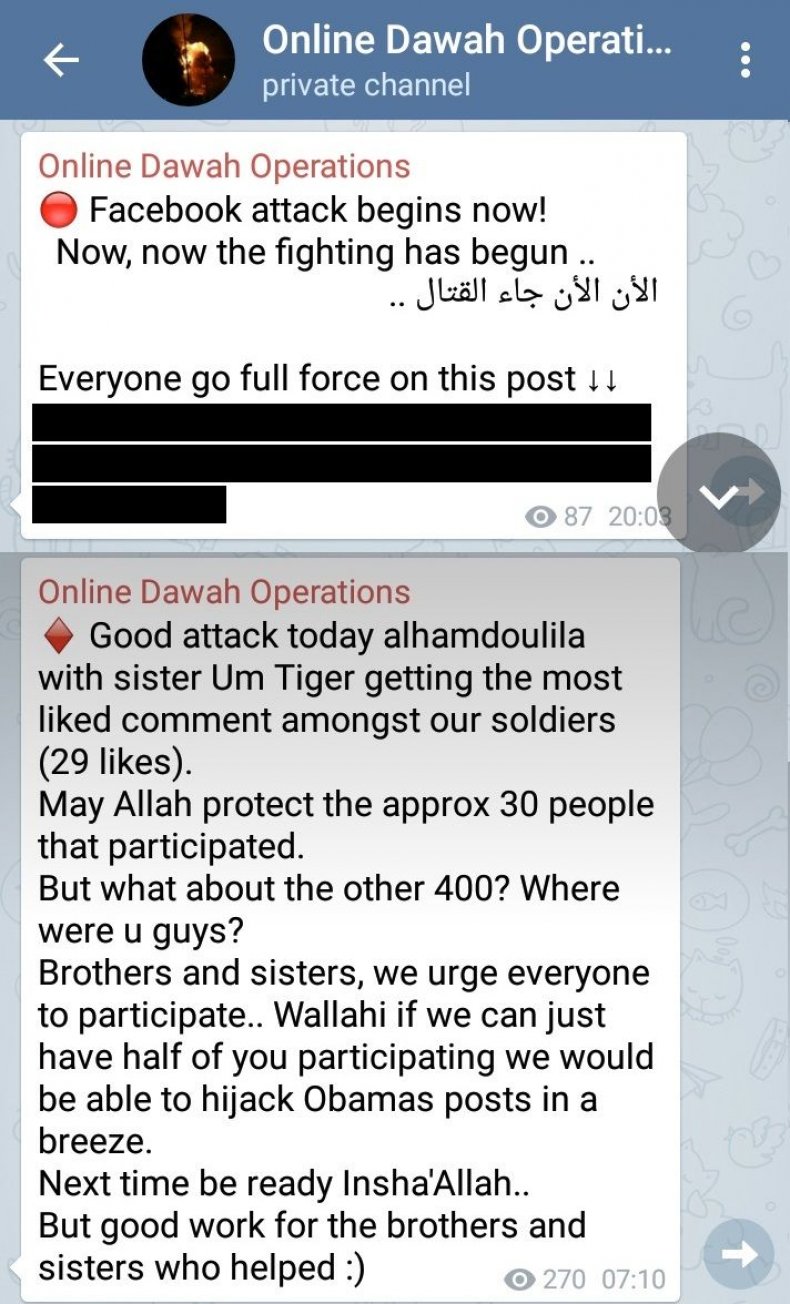 isis facebook attack telegram islamic state