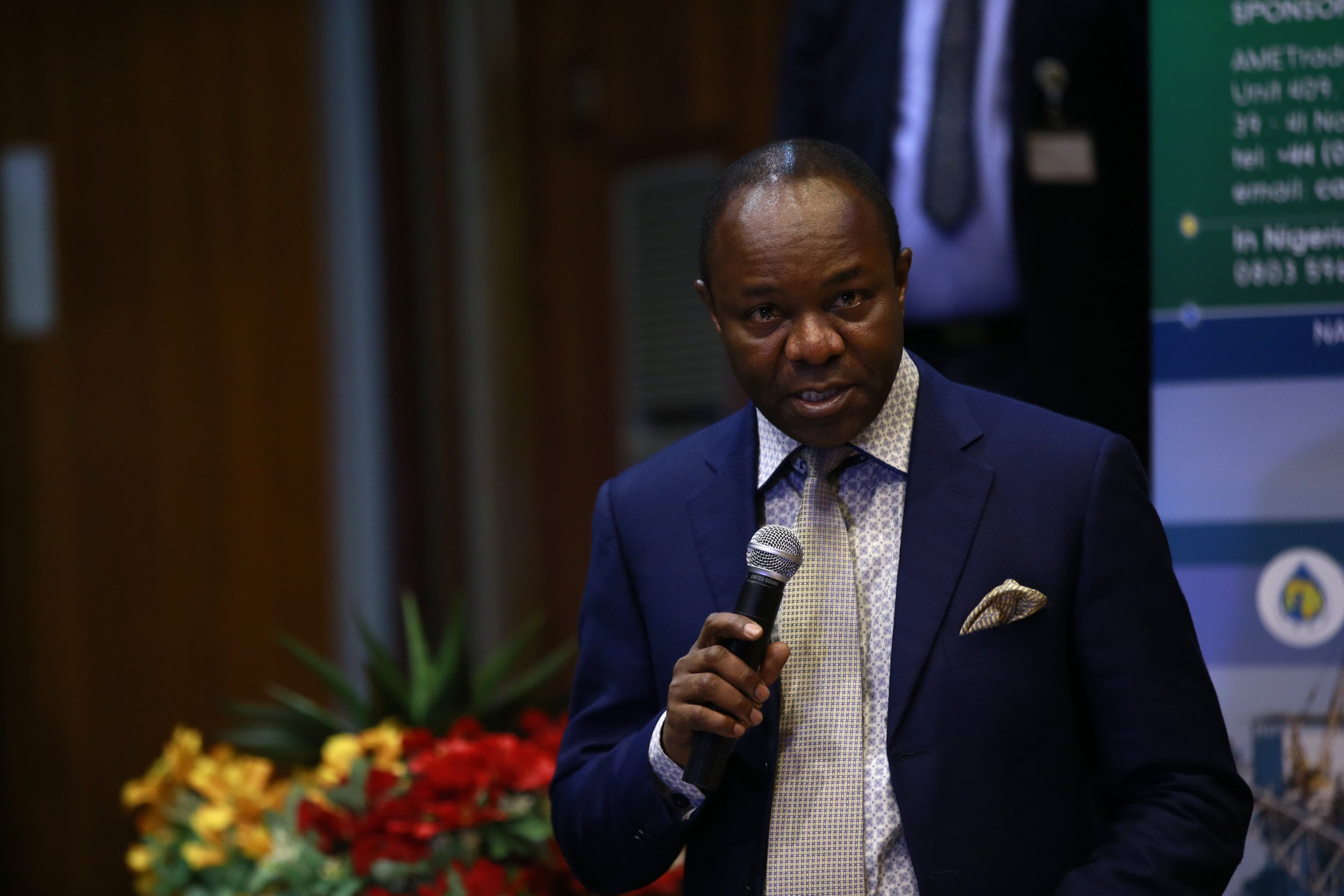 Nigeria's petroleum minister Emmanuel Ibe Kachikwu addressing the media.