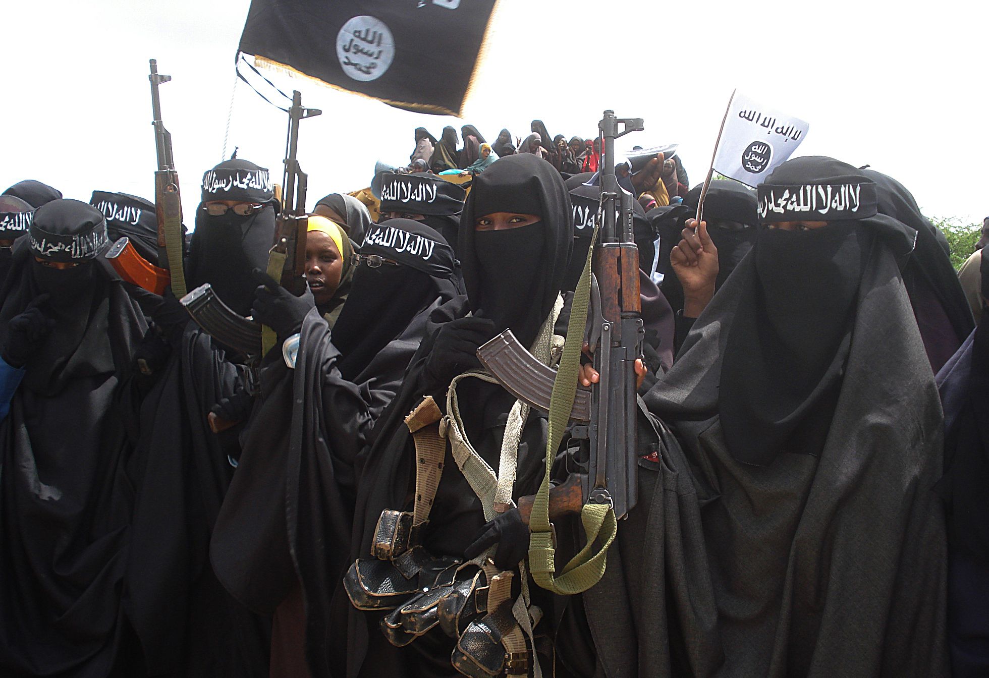 Somali women participate in an Al-Shabab demonstration in Mogadishu.