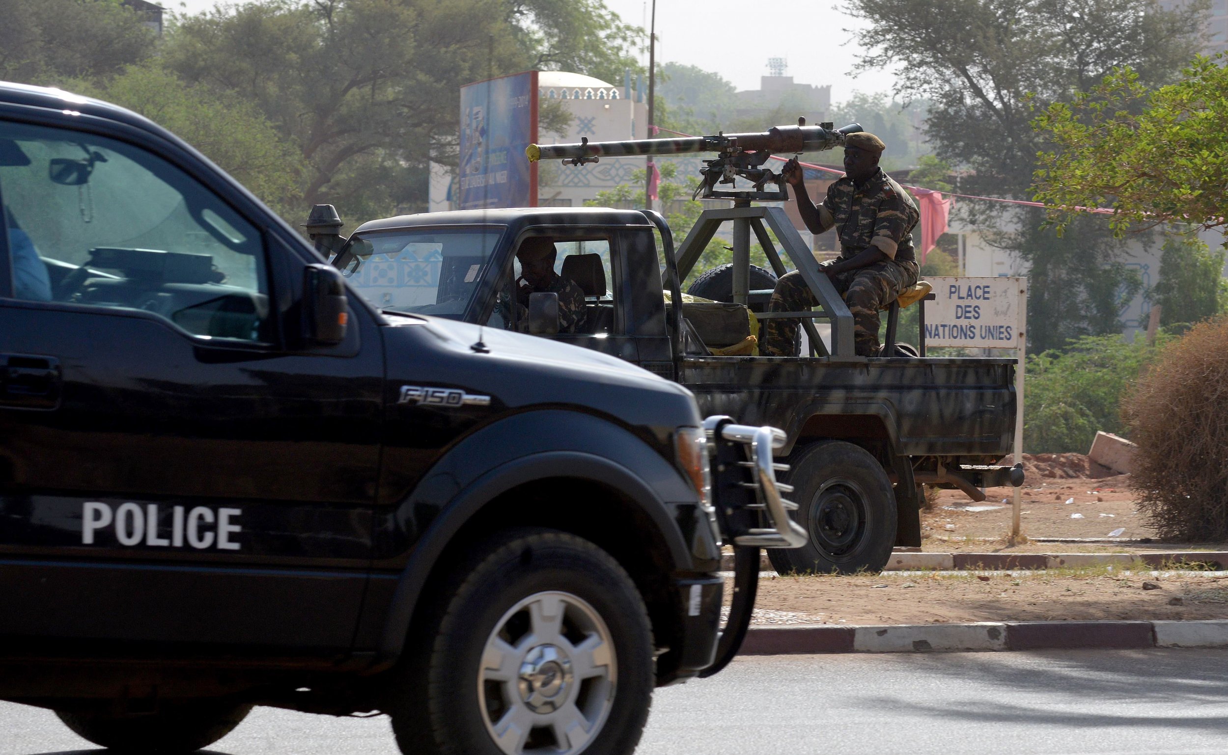 Nigerien soldiers patrol in Niamey.