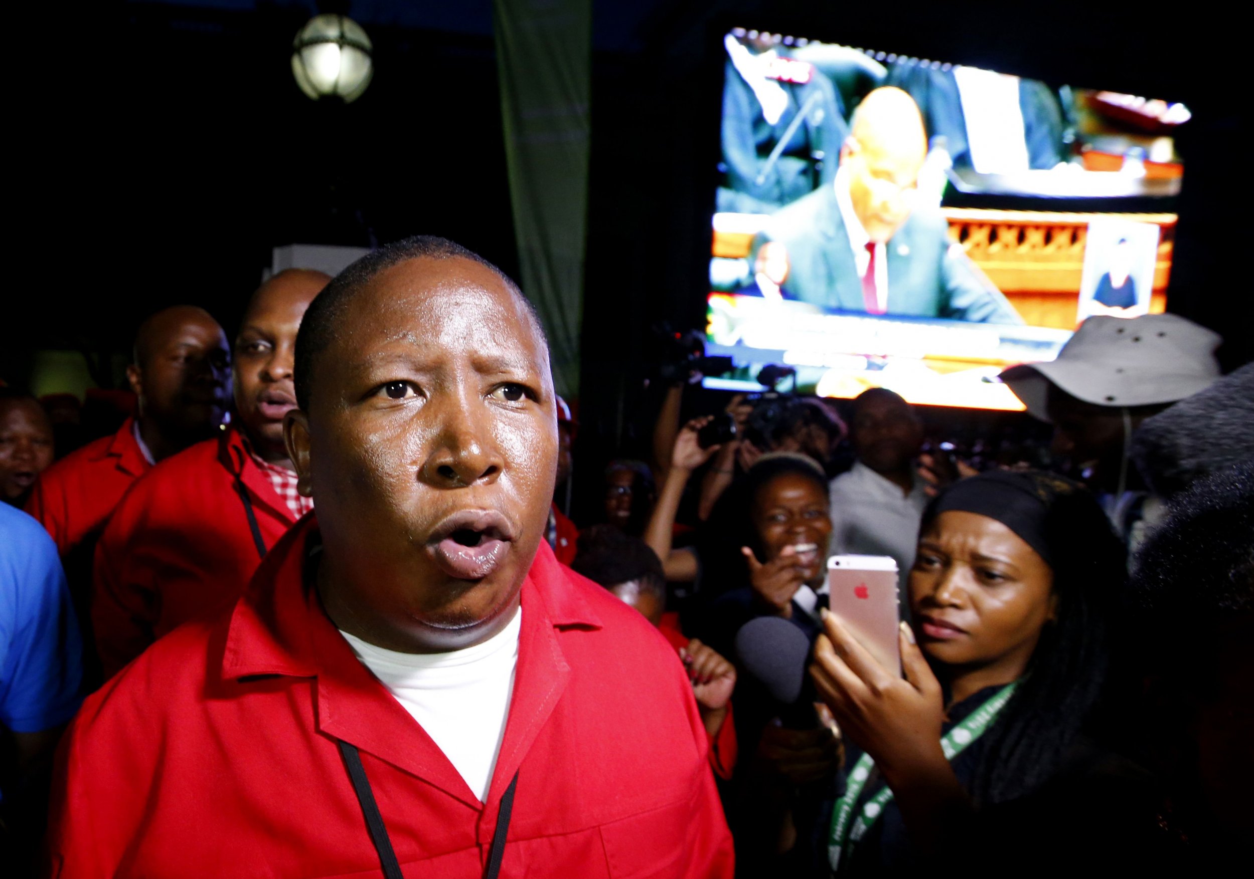 EFF leader Julius Malema after being ejected from the State of the Nation address.