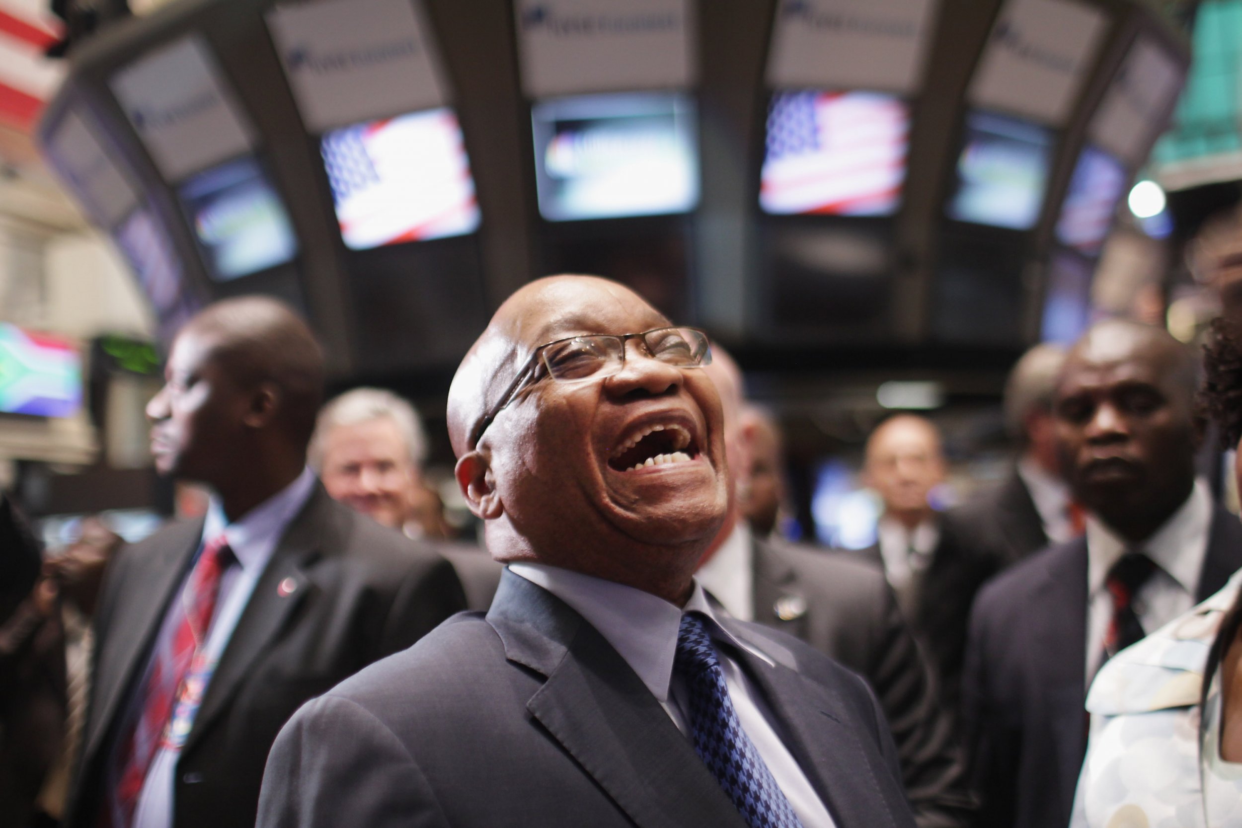 South African President Jacob Zuma visits the New York Stock Exchange.