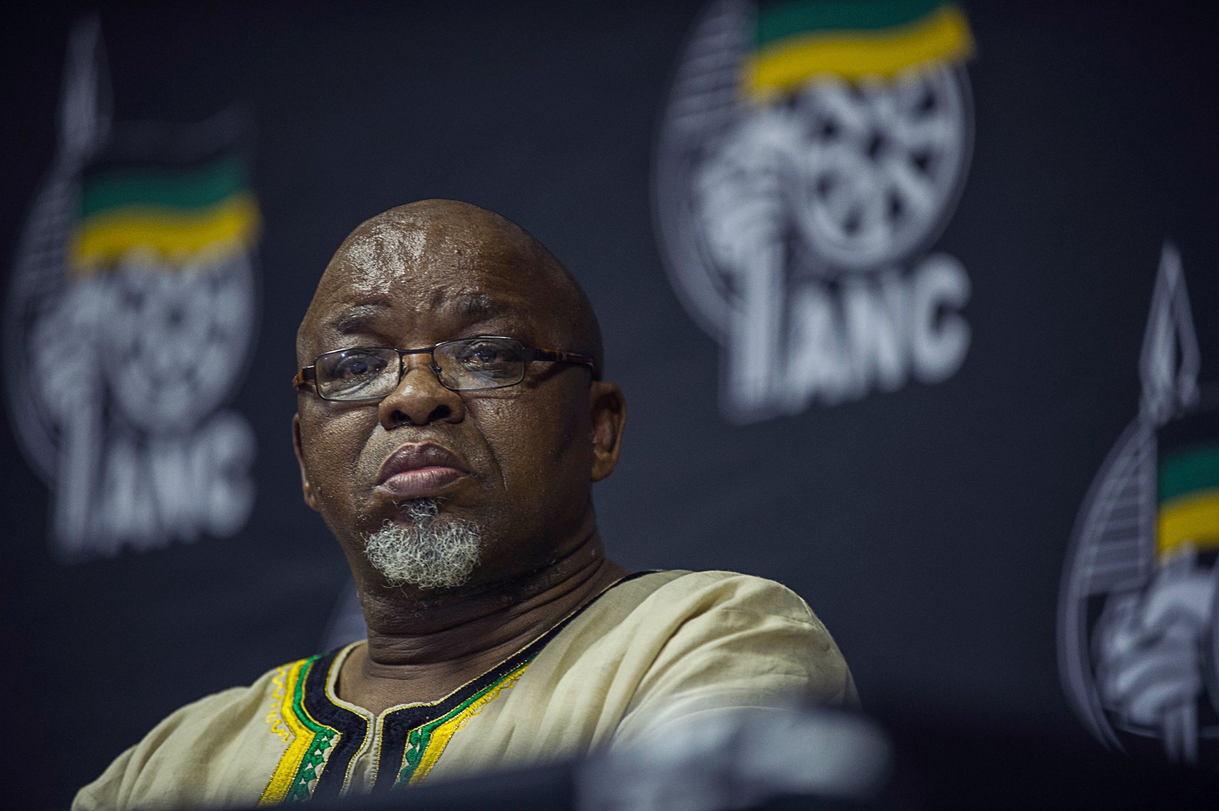 ANC Secretary General Gwede Mantashe addresses the media.