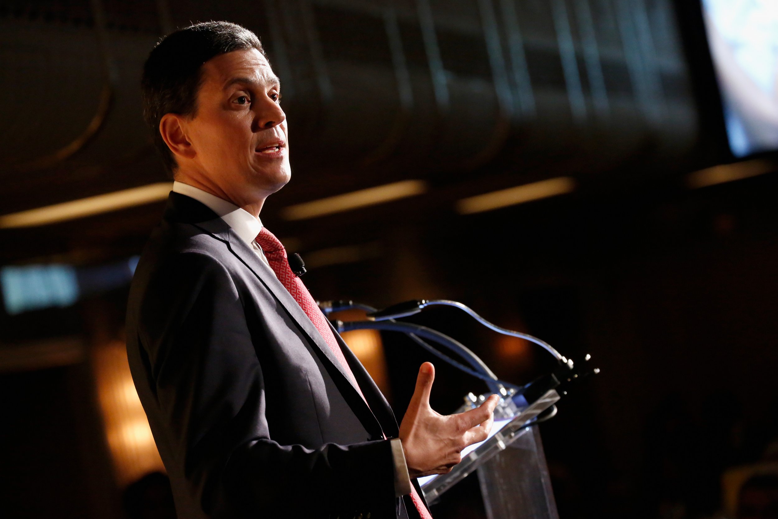 David Miliband at an International Rescue Committee ceremony in New York.
