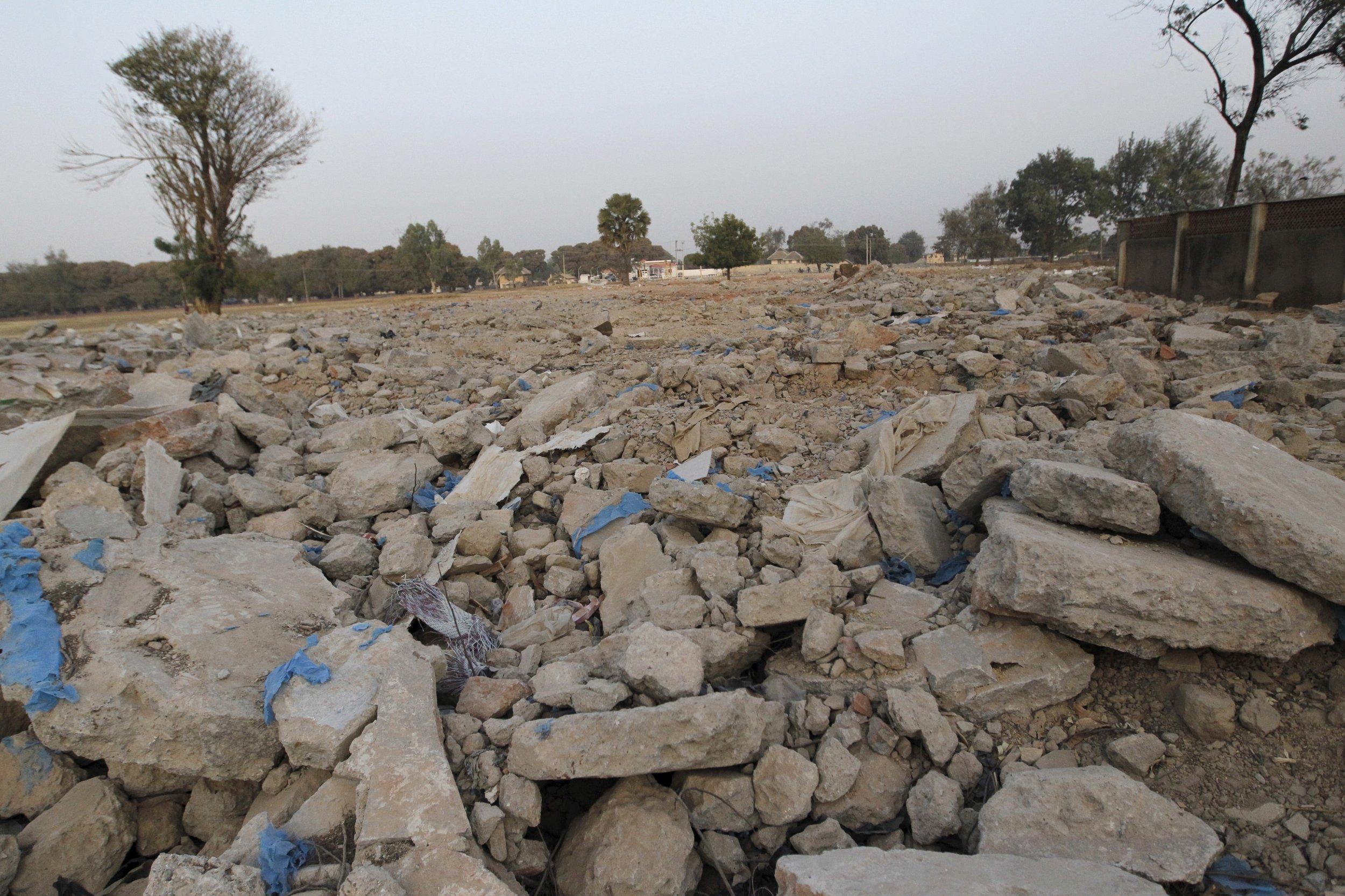 The rubble of a Shiite mosque in Zaria.