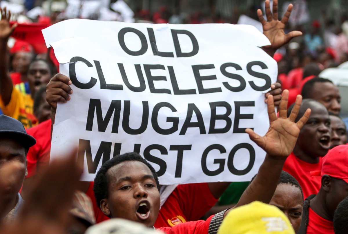Anti-Robert Mugabe protesters in Harare, Zimbabwe.