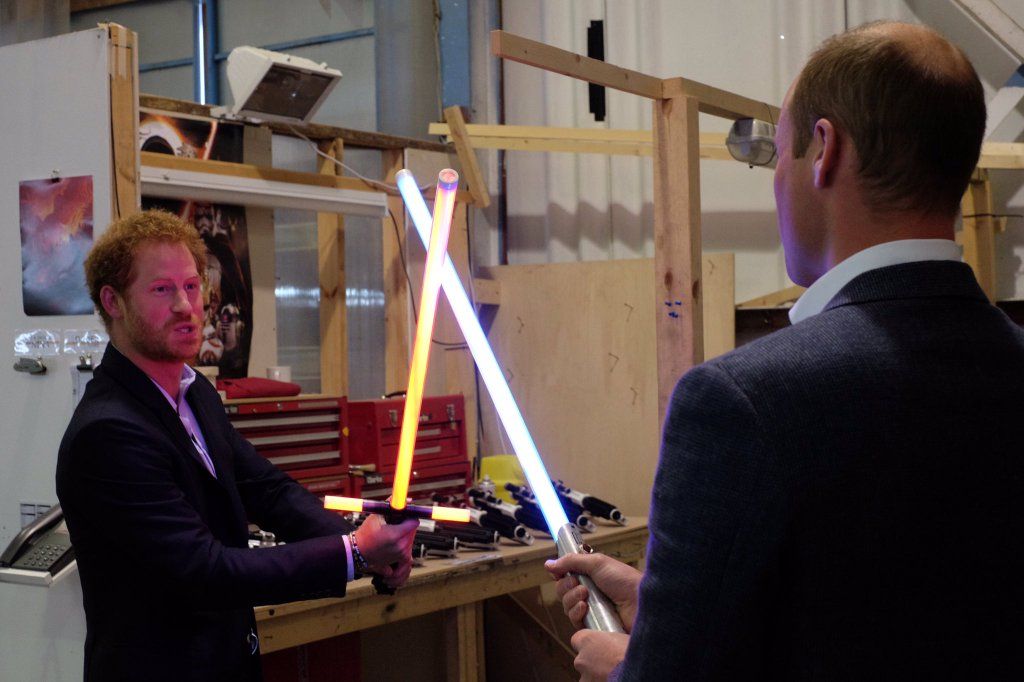 Prince William and Harry on Star Wars set